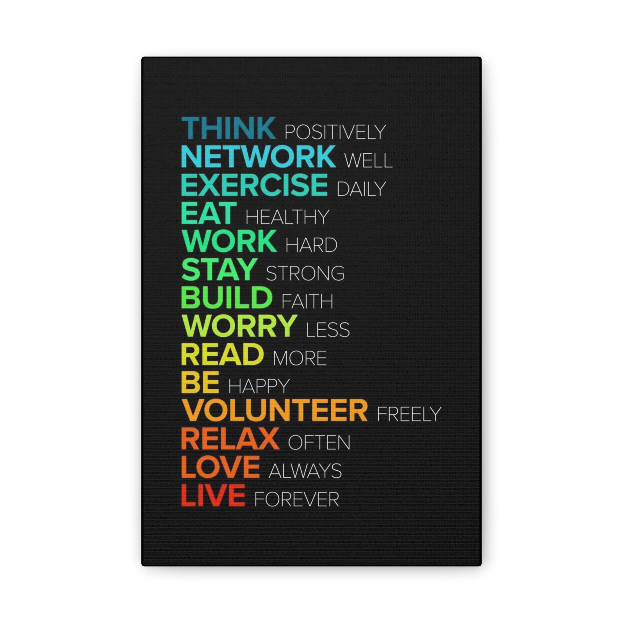 Motivational Daily Habits Canvas Print — Colorful Inspirational Wall Art