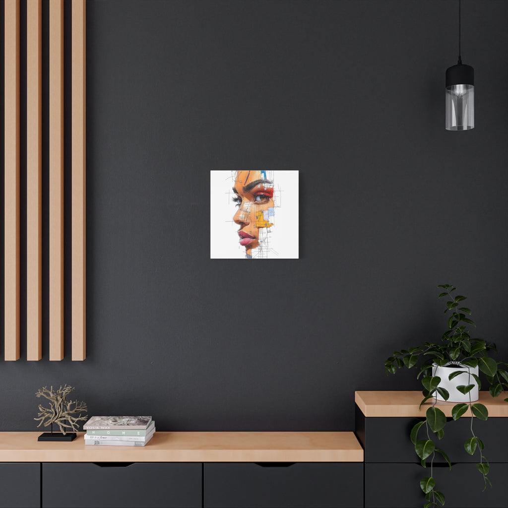 Abstract Portrait Canvas Print — Modern Female Profile Art on Stretched Matte Canvas