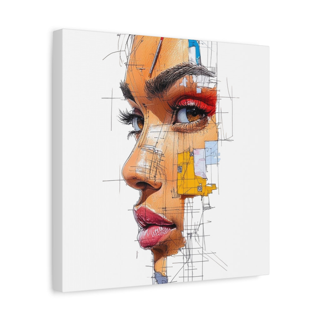 Abstract Portrait Canvas Print — Modern Female Profile Art on Stretched Matte Canvas