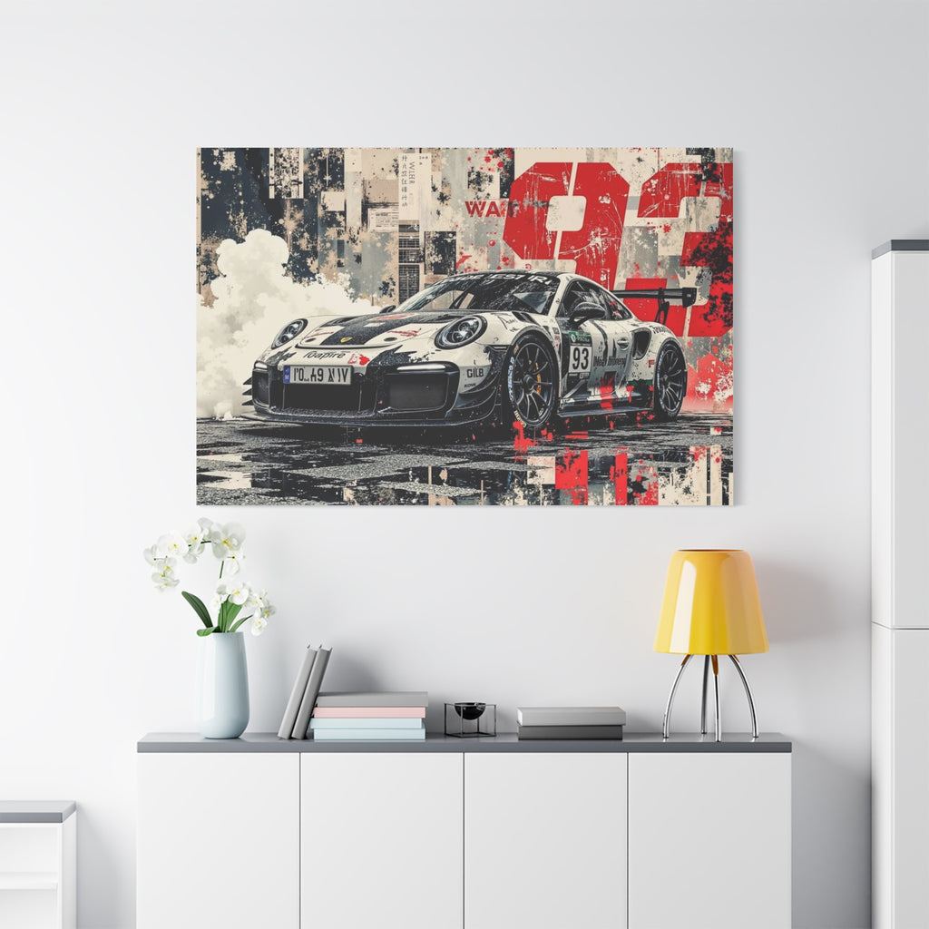 Racing Porsche 93 Canvas Wall Art — Stretched Matte Motorsport Print