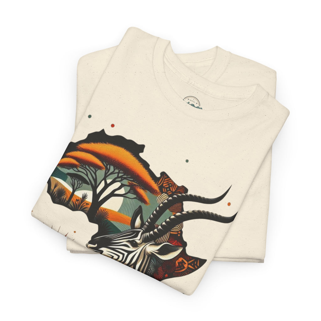 Africa Kudu Silhouette T-Shirt — Tribal Safari Sunrise Graphic Tee