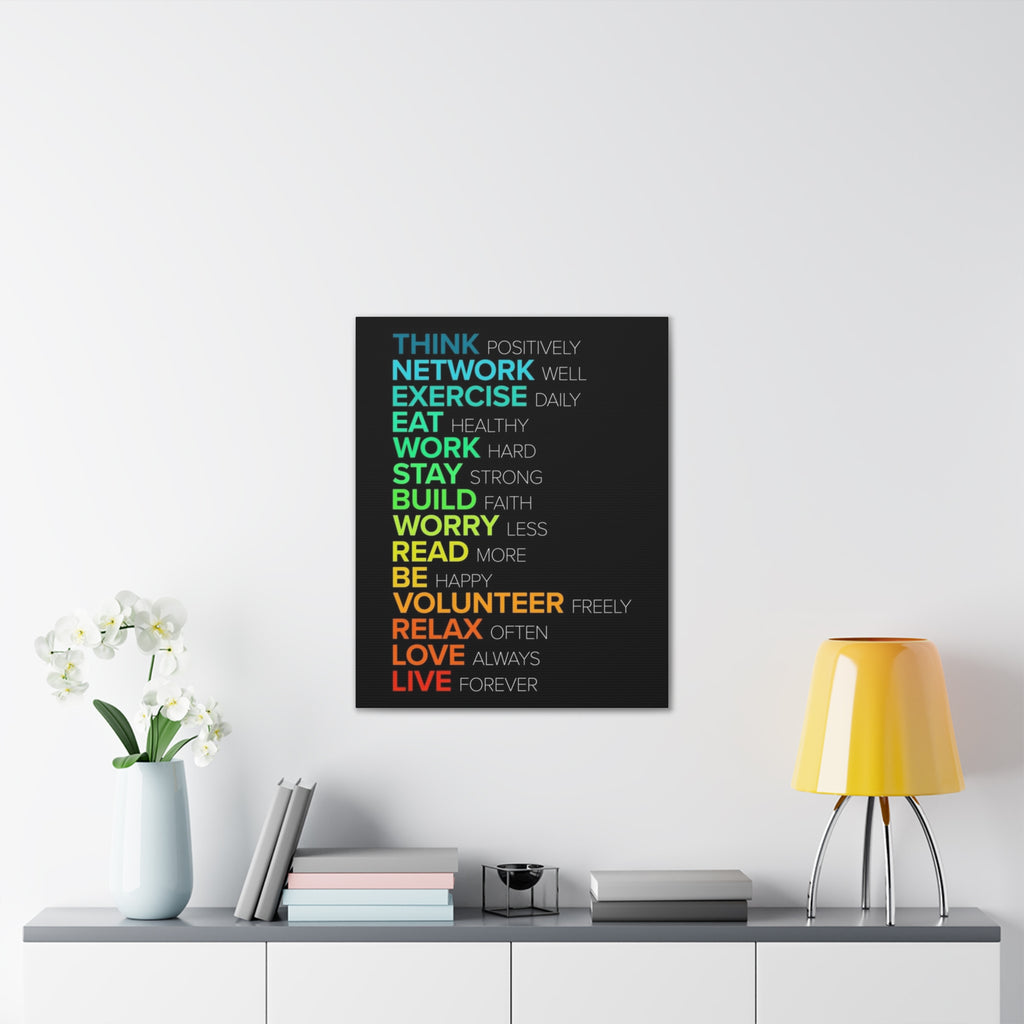 Motivational Daily Habits Canvas Print — Colorful Inspirational Wall Art