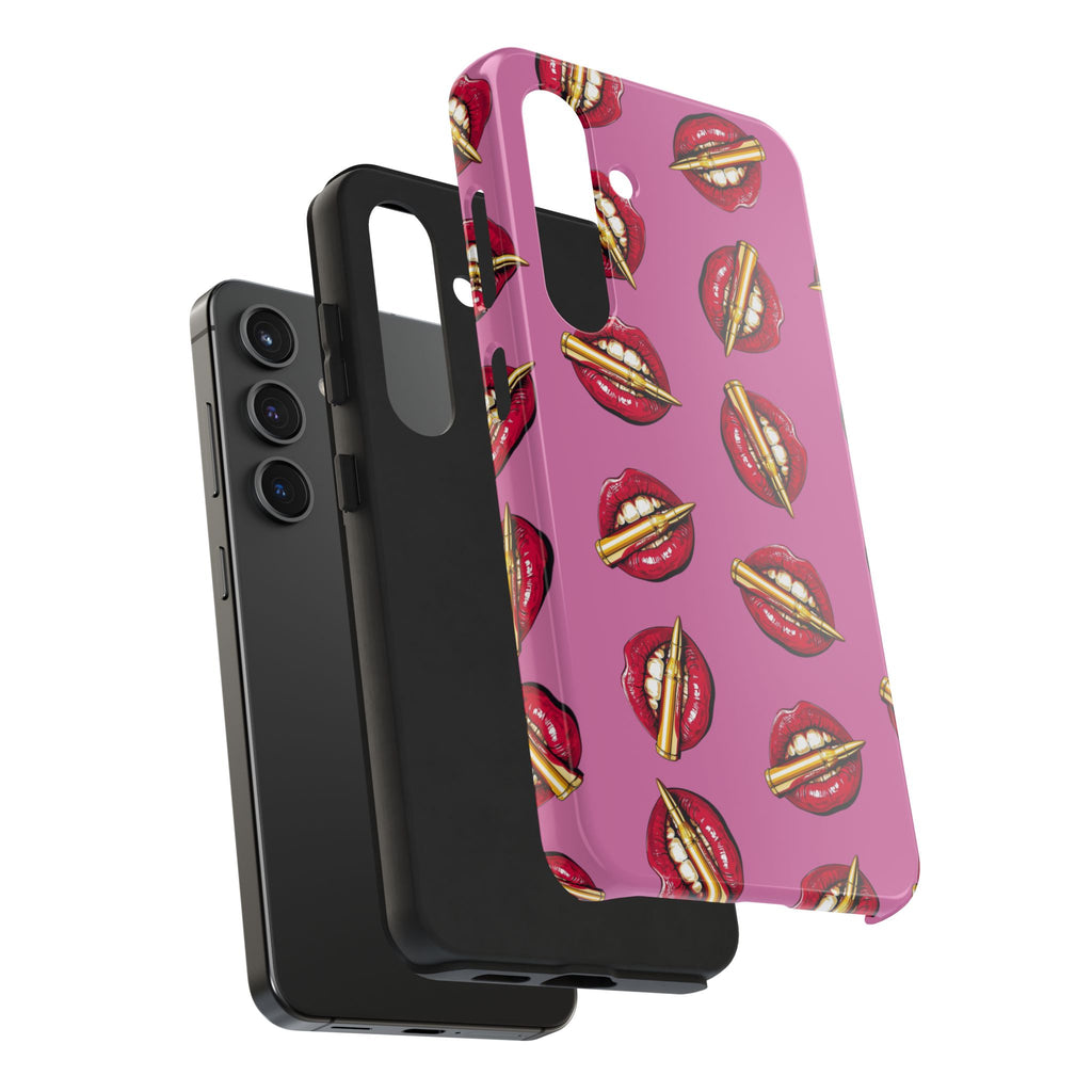 Red Lips with Cigarette Pattern Phone Case | Tough Phone Cases