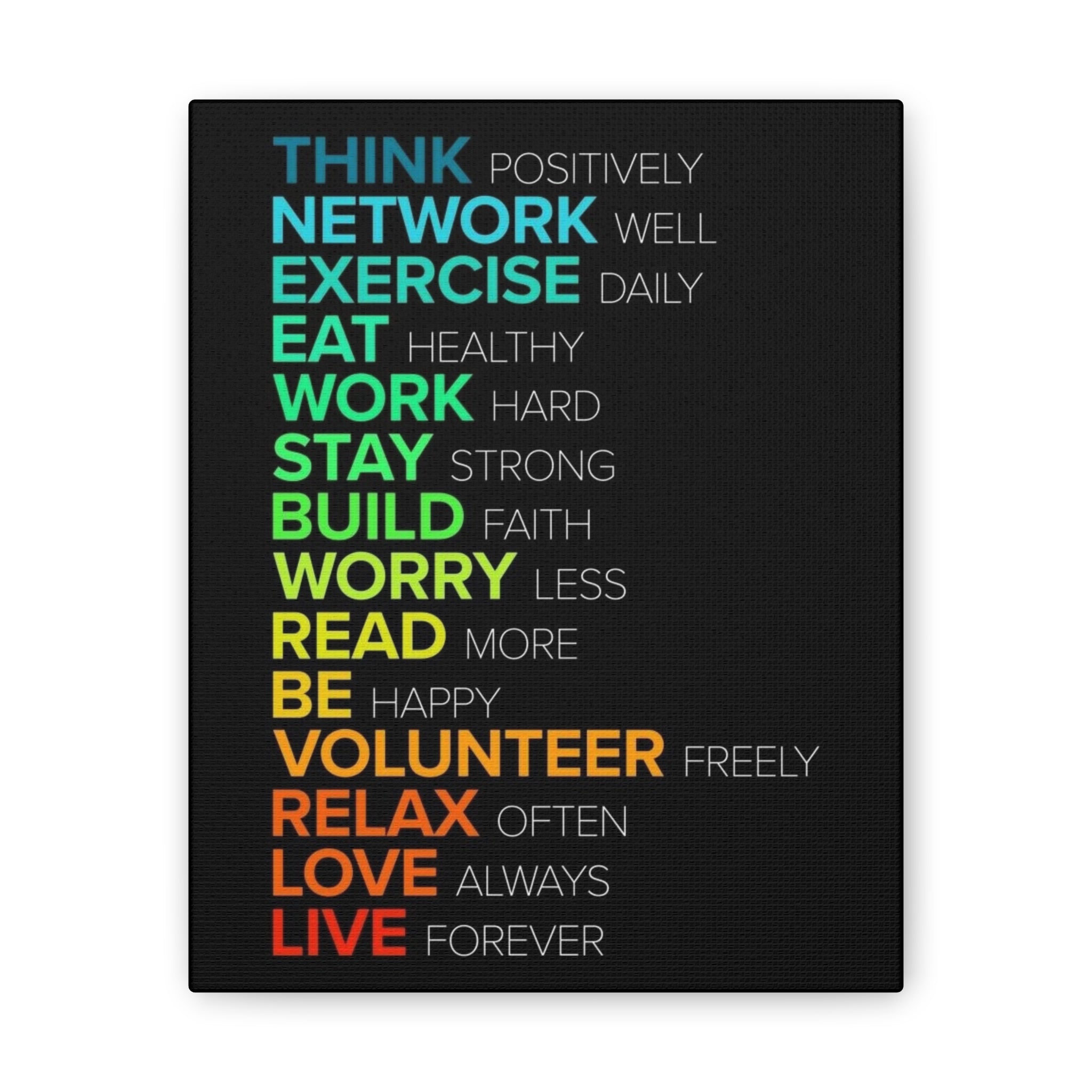 Motivational Daily Habits Canvas Print — Colorful Inspirational Wall Art