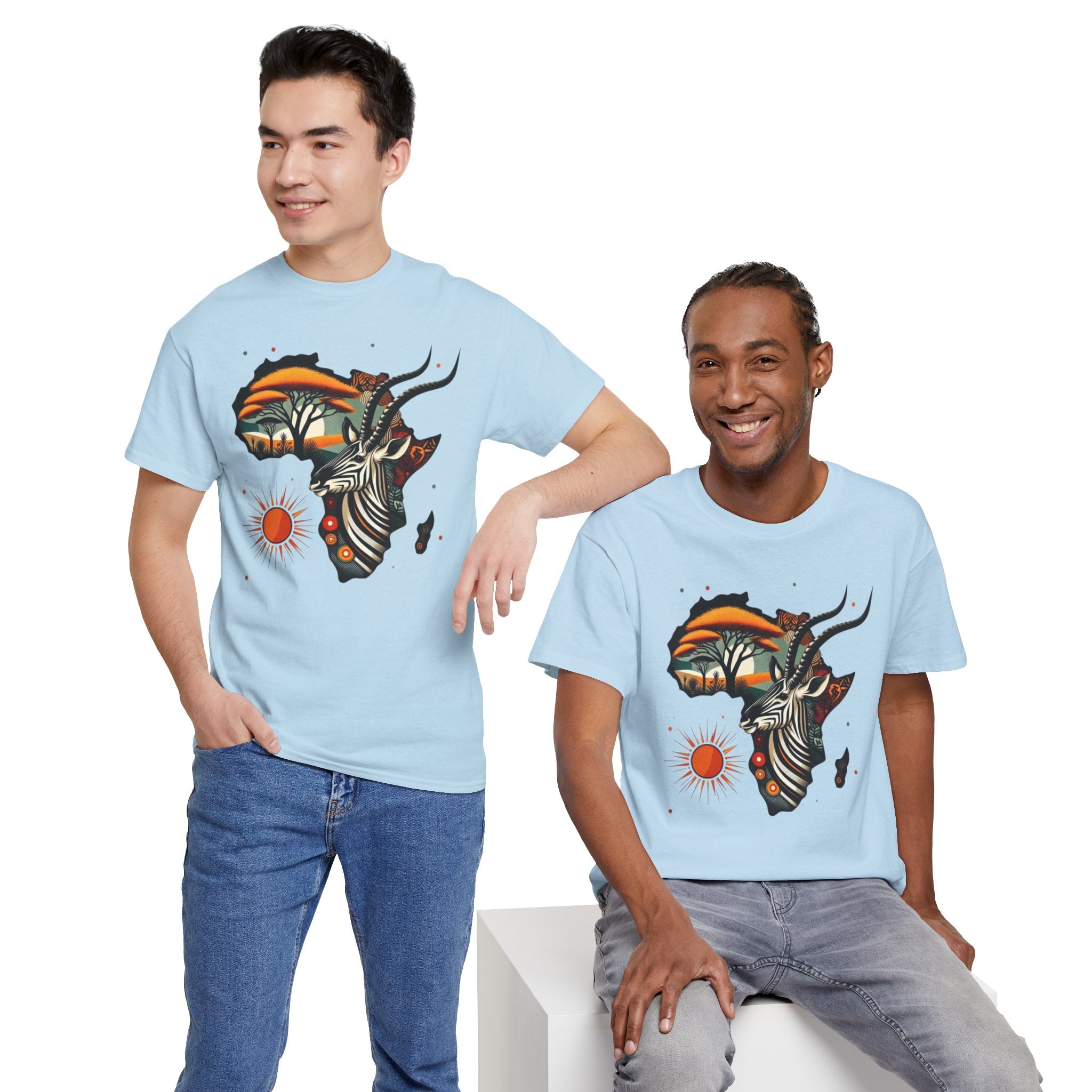Africa Kudu Silhouette T-Shirt — Tribal Safari Sunrise Graphic Tee