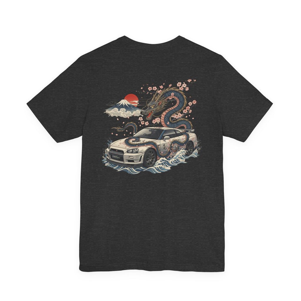 Dragon and Skyline with Sports Car Tee | JDM GT-R Illustration