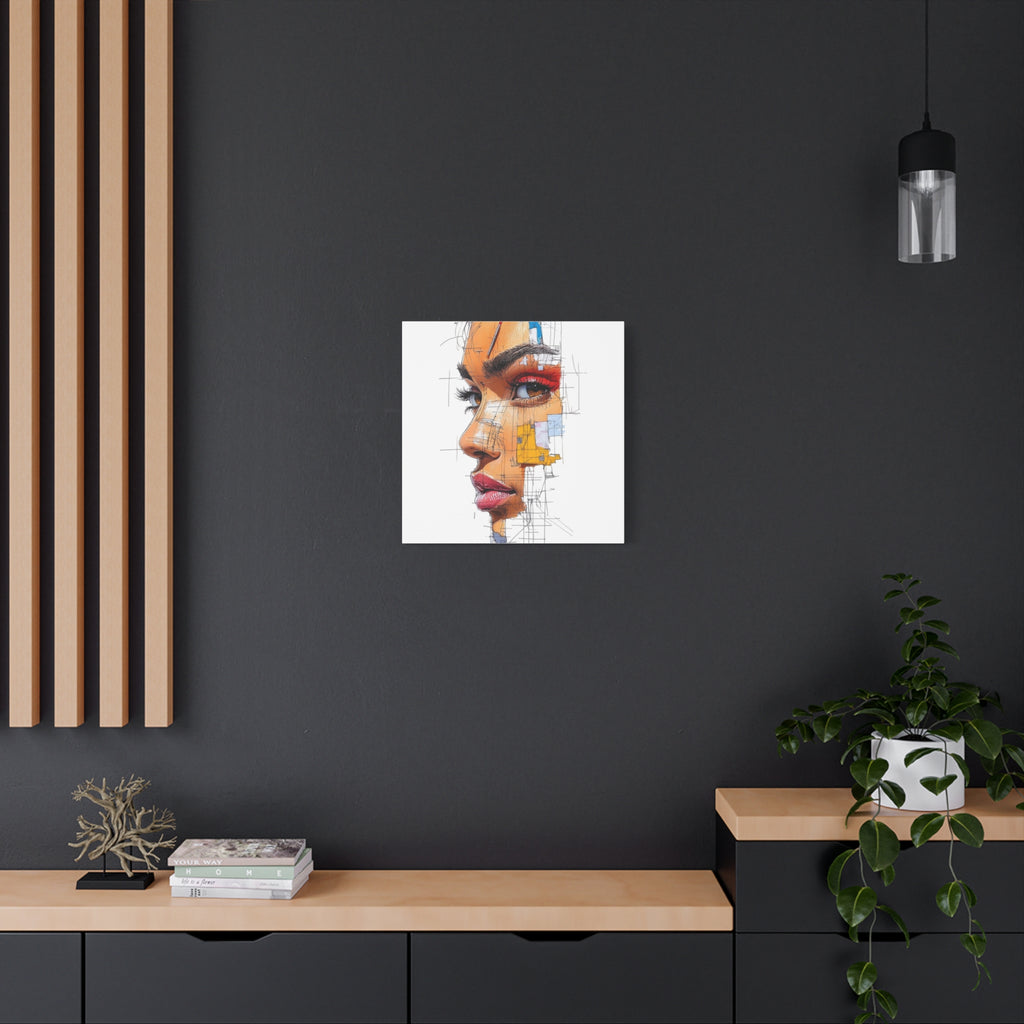 Abstract Portrait Canvas Print — Modern Female Profile Art on Stretched Matte Canvas