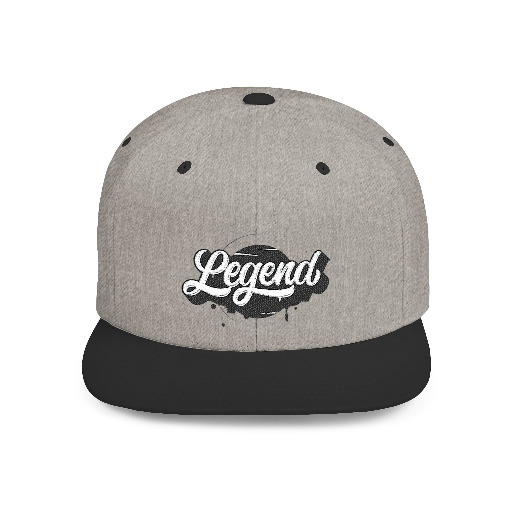 Legend Snapback Hat — White Flat-Bill Baseball Cap with Script Logo