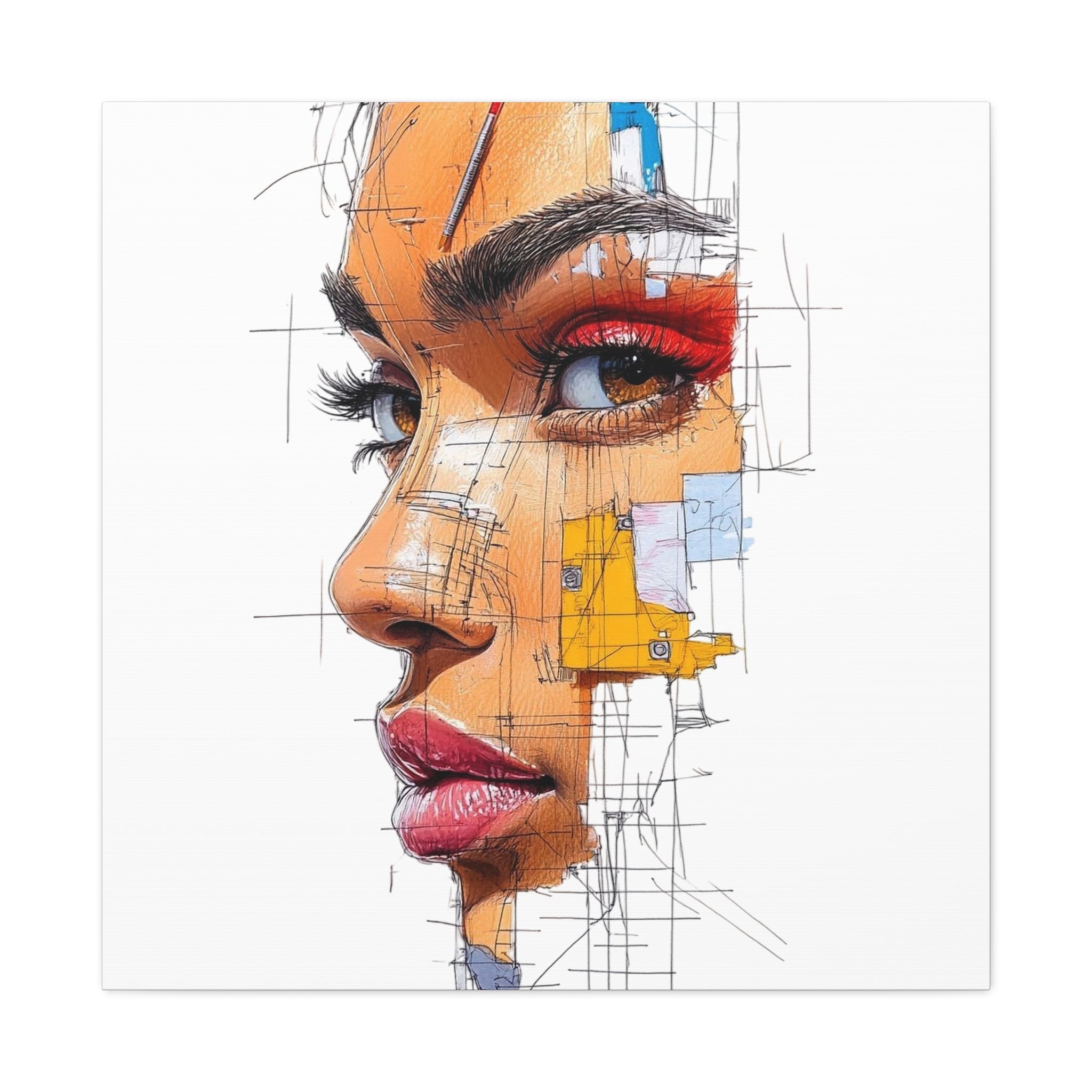 Abstract Portrait Canvas Print — Modern Female Profile Art on Stretched Matte Canvas