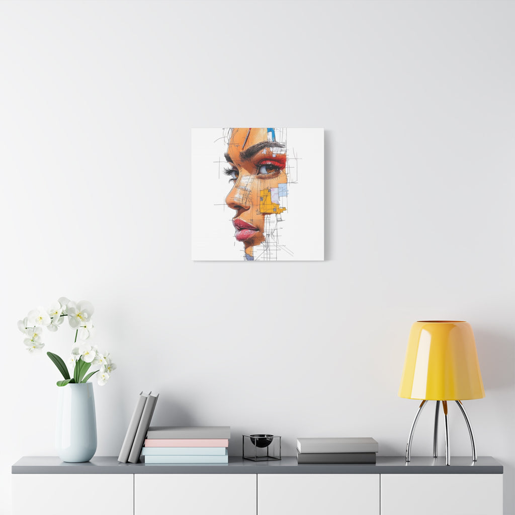Abstract Portrait Canvas Print — Modern Female Profile Art on Stretched Matte Canvas