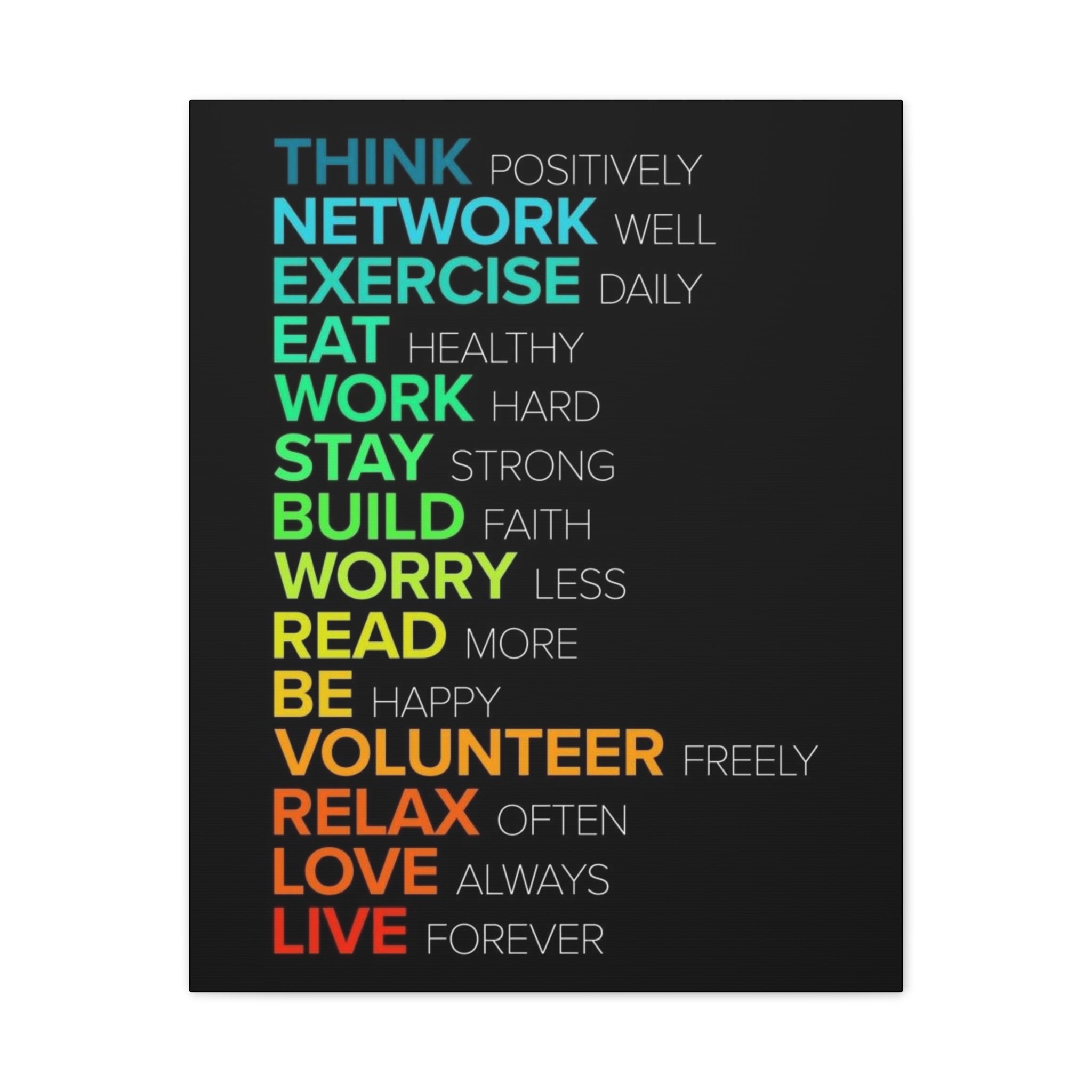 Motivational Daily Habits Canvas Print — Colorful Inspirational Wall Art