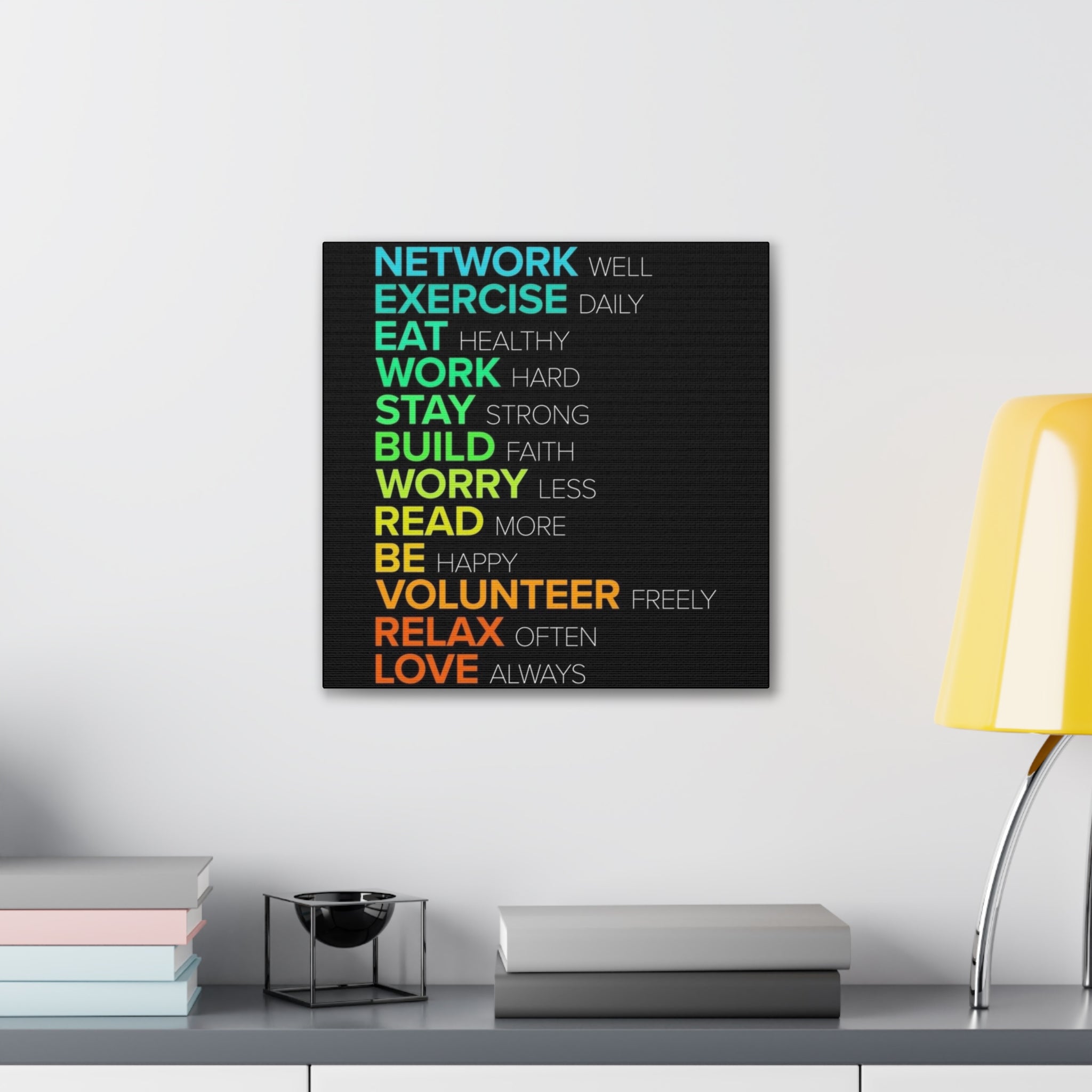 Motivational Daily Habits Canvas Print — Colorful Inspirational Wall Art