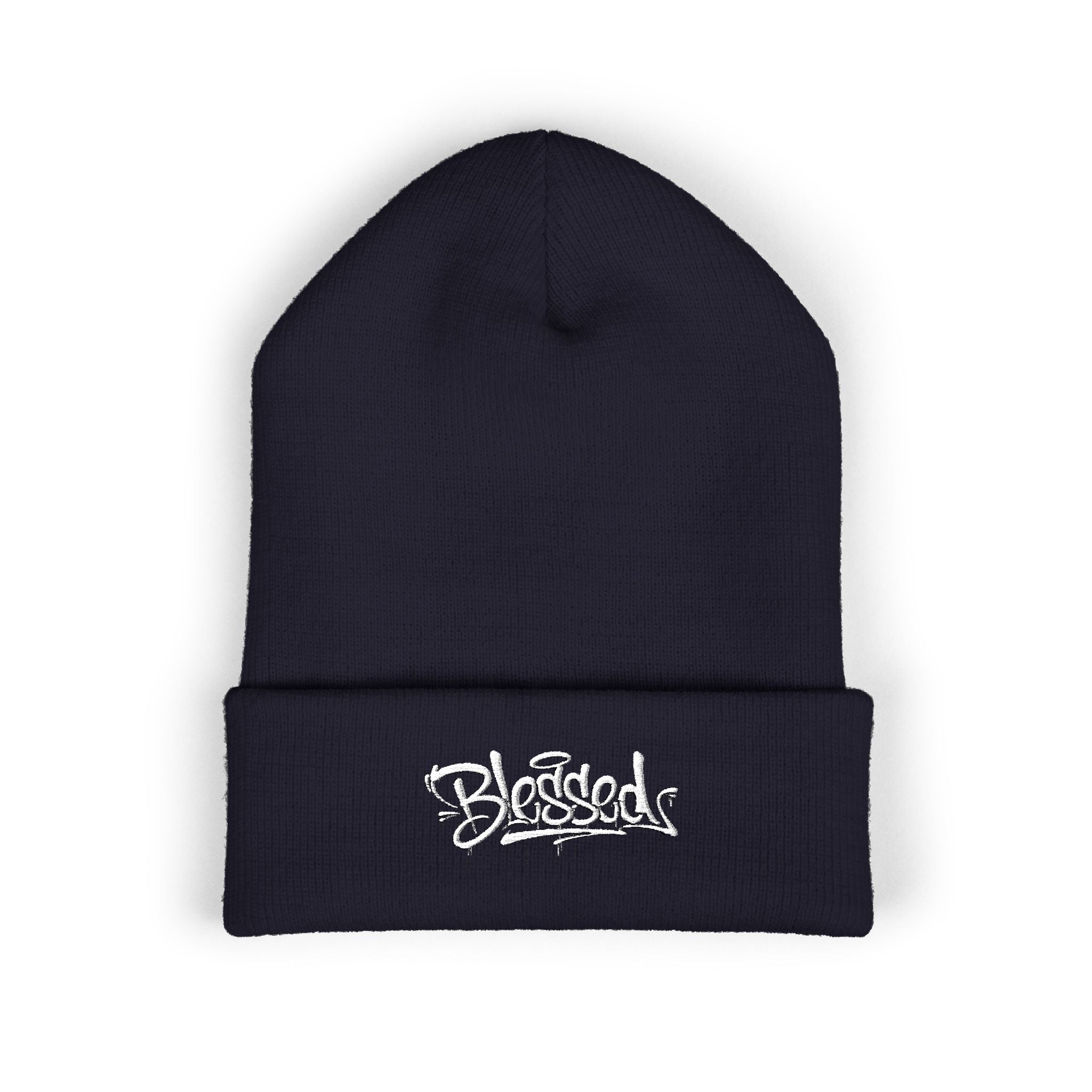 Embroidered "Skateish" Classic Cuffed Beanie — Yellow Knit Hat