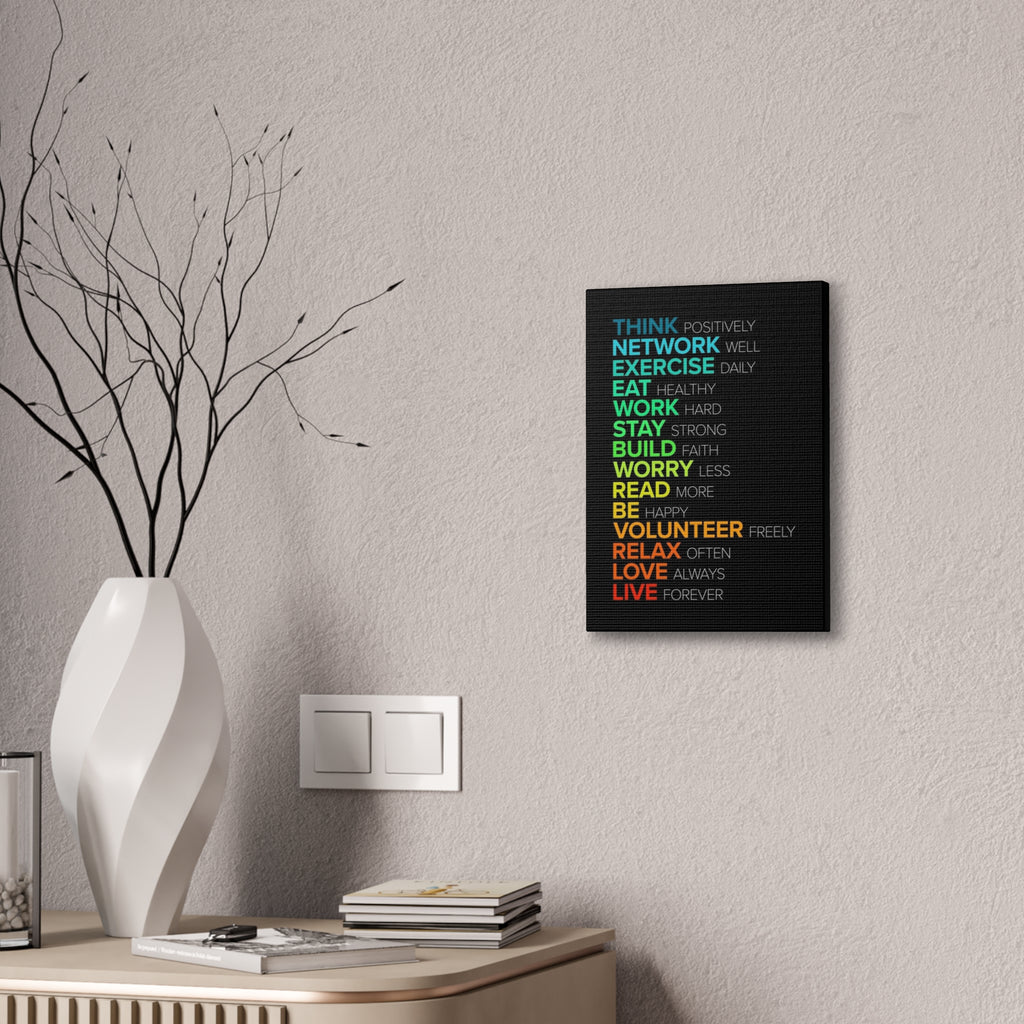 Motivational Daily Habits Canvas Print — Colorful Inspirational Wall Art