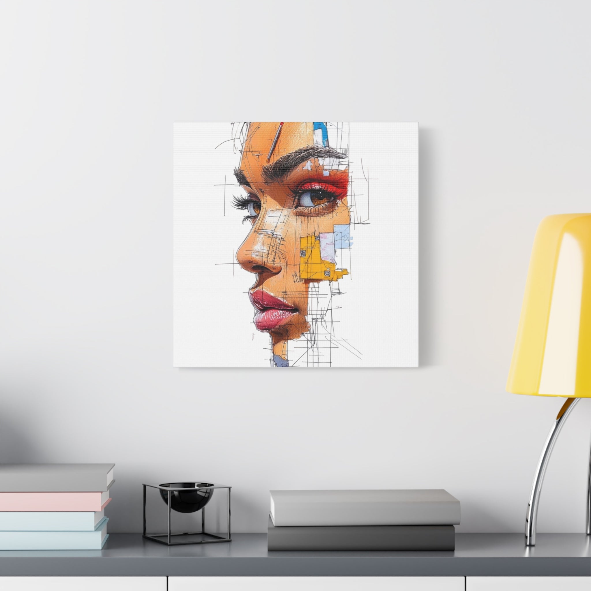 Abstract Portrait Canvas Print — Modern Female Profile Art on Stretched Matte Canvas