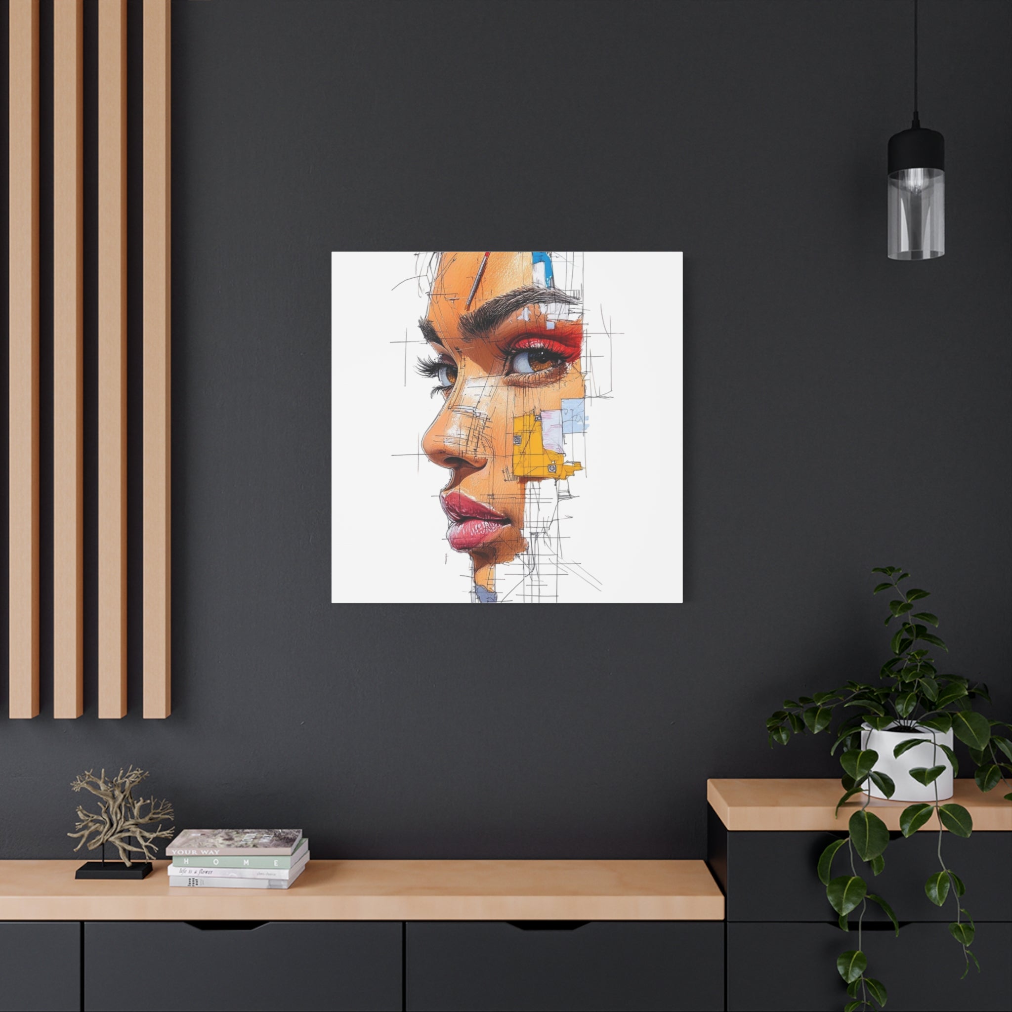 Abstract Portrait Canvas Print — Modern Female Profile Art on Stretched Matte Canvas