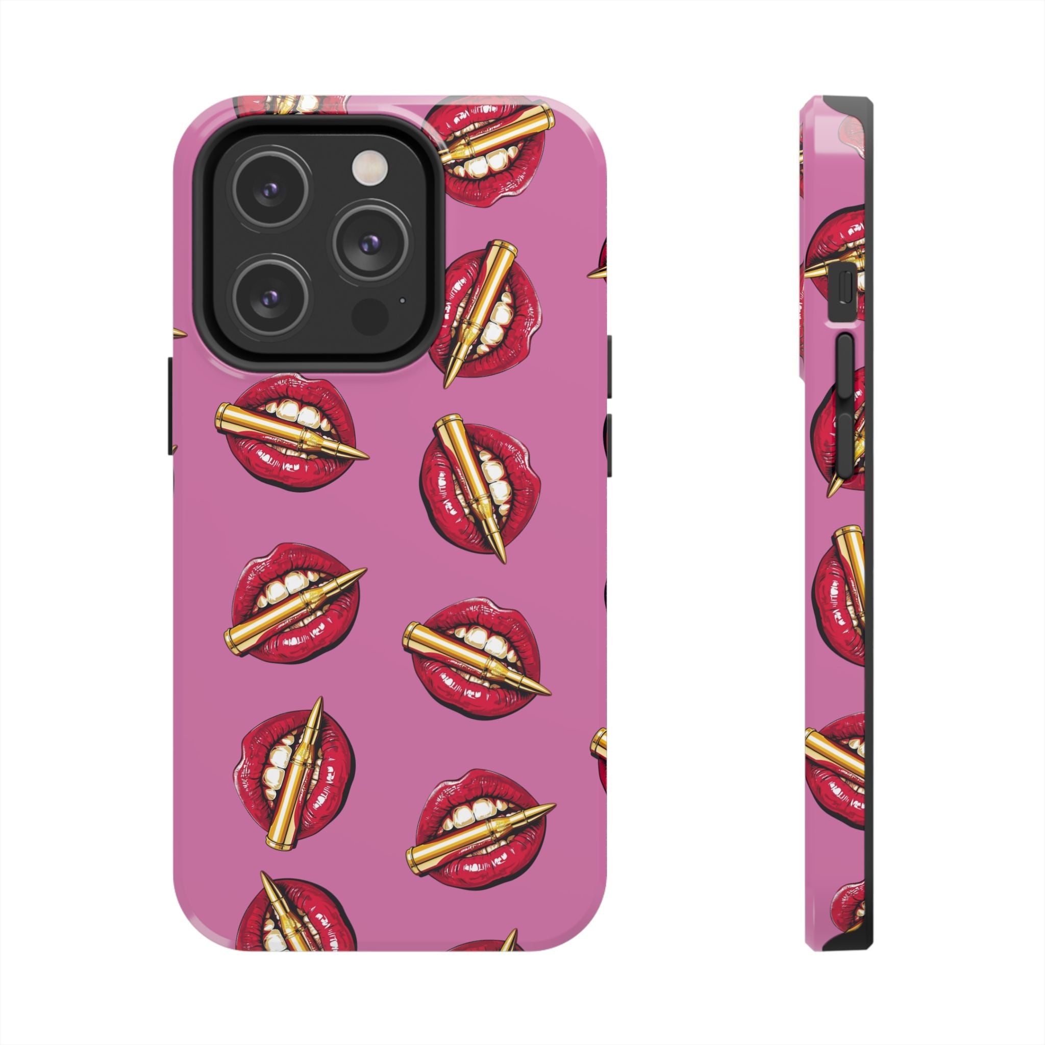 Red Lips with Cigarette Pattern Phone Case | Tough Phone Cases