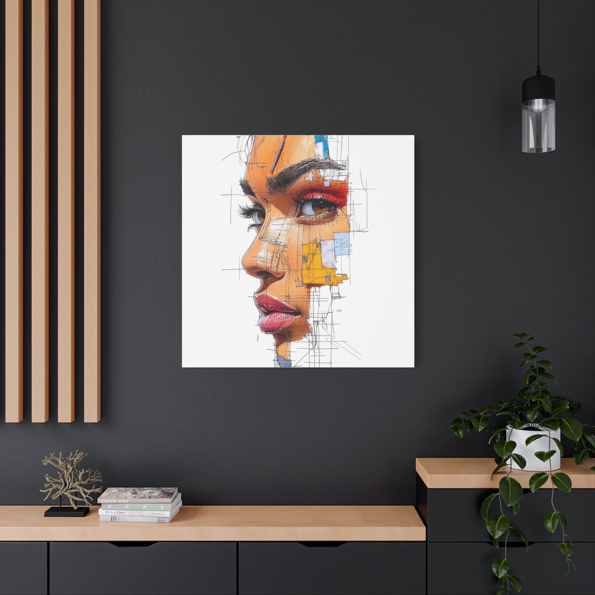 Abstract Portrait Canvas Print — Modern Female Profile Art on Stretched Matte Canvas