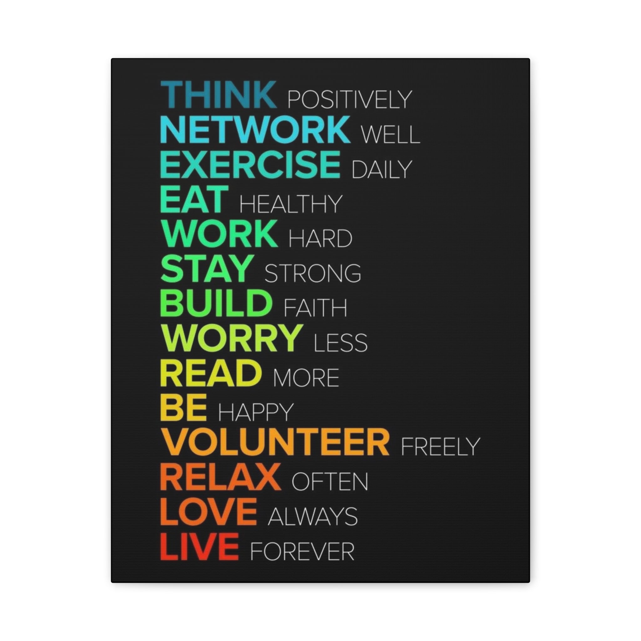 Motivational Daily Habits Canvas Print — Colorful Inspirational Wall Art