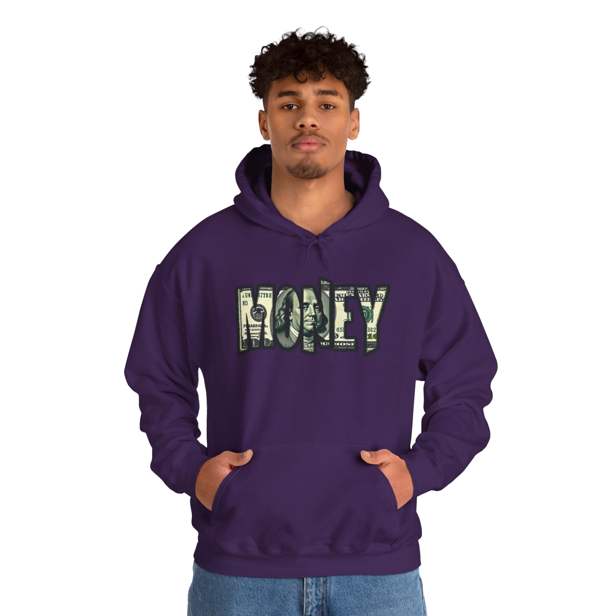 Money Graphic Hoodie — Bold Cash Text Streetwear Pullover