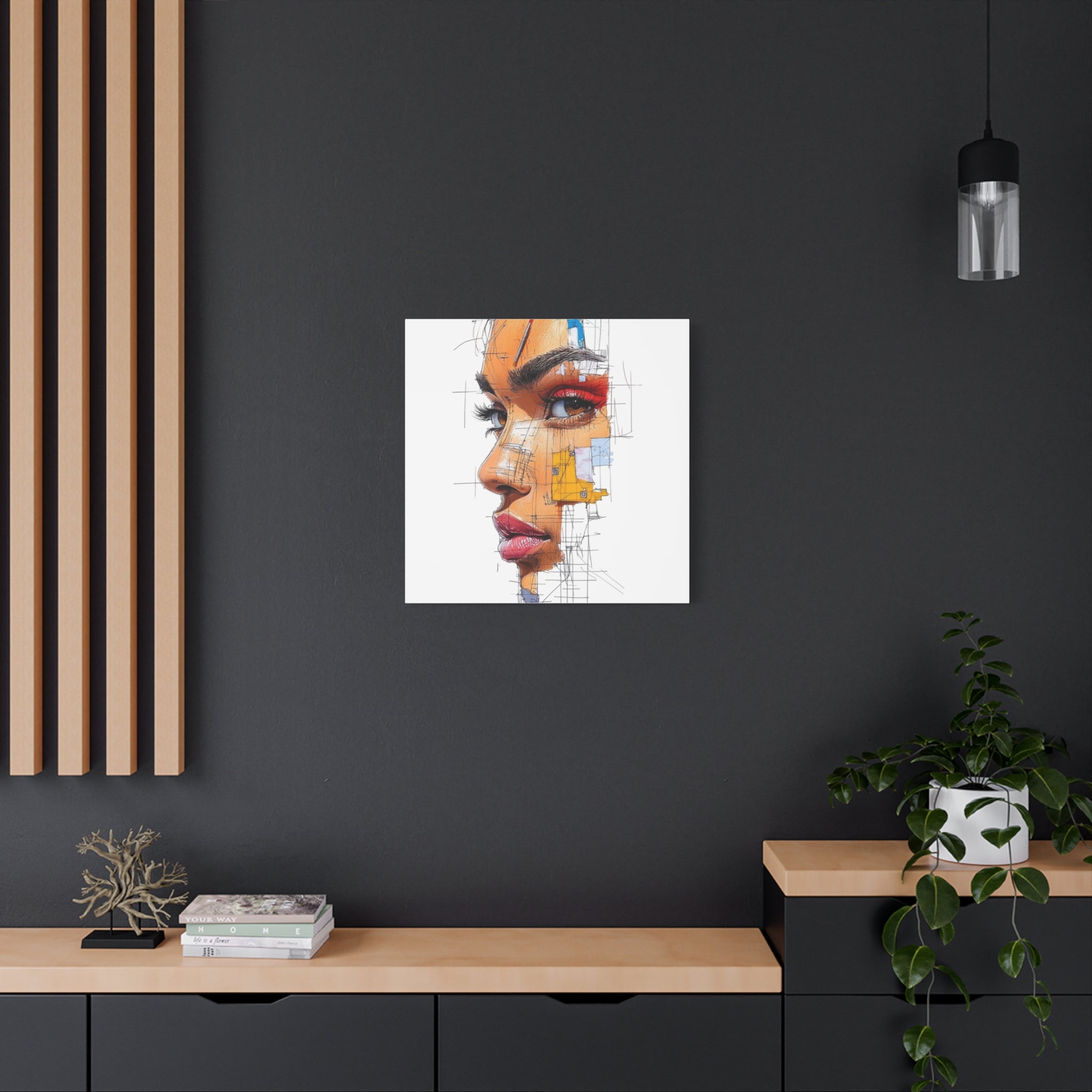 Abstract Portrait Canvas Print — Modern Female Profile Art on Stretched Matte Canvas