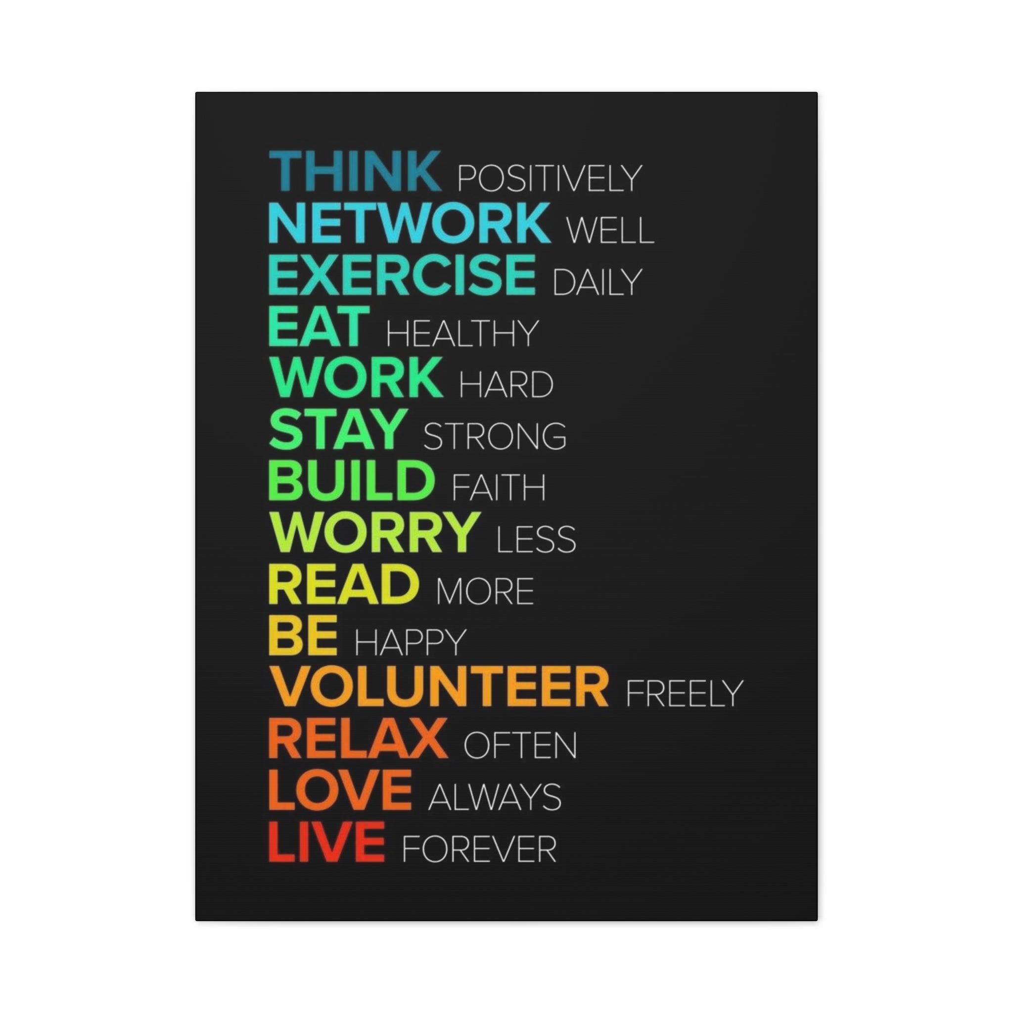 Motivational Daily Habits Canvas Print — Colorful Inspirational Wall Art