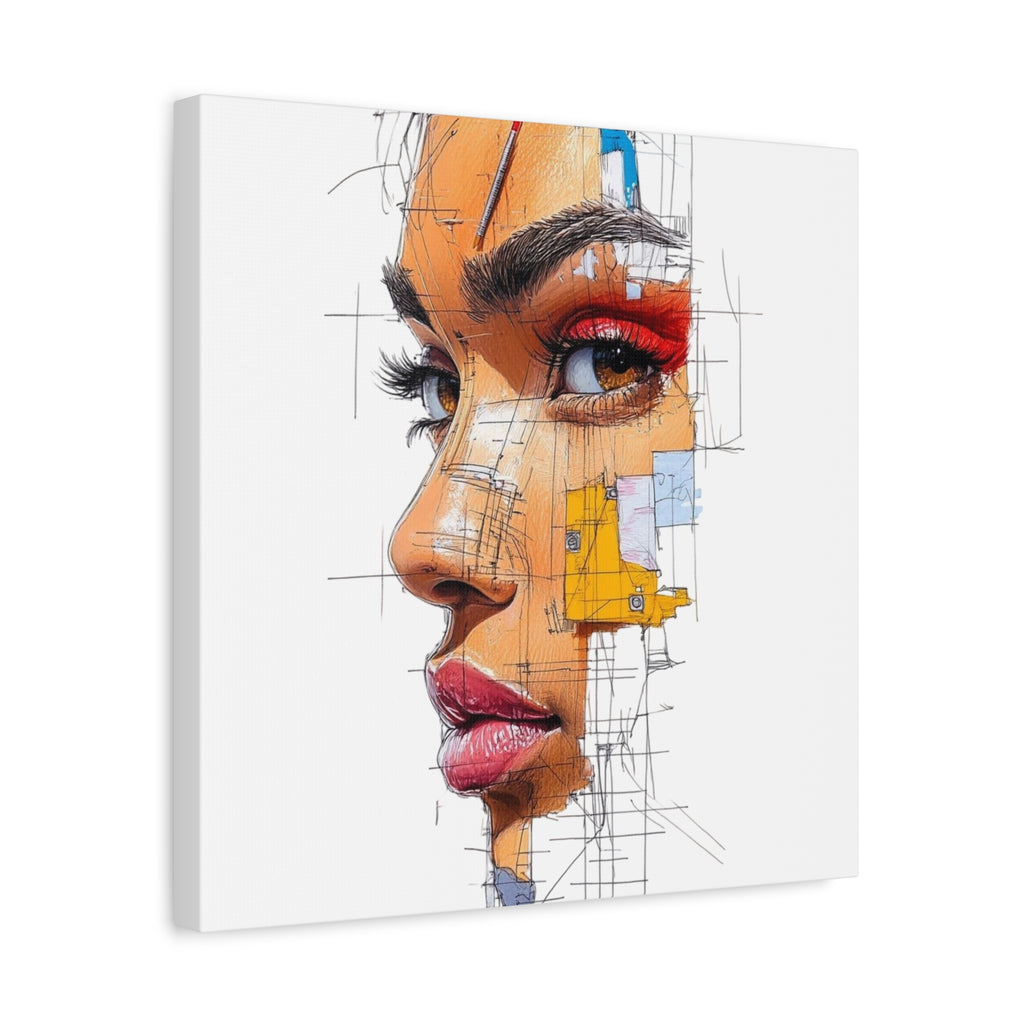 Abstract Portrait Canvas Print — Modern Female Profile Art on Stretched Matte Canvas