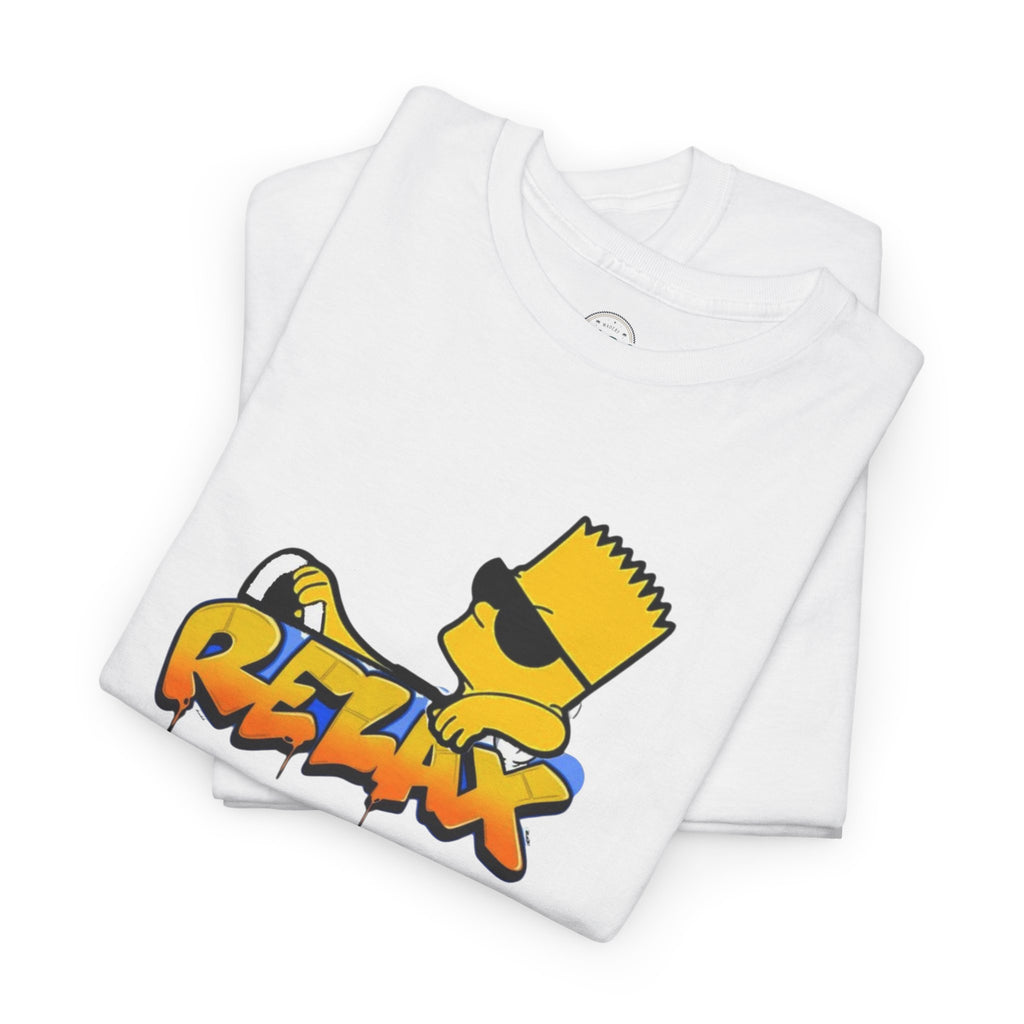 Relax Bart Graphic Tee — Retro Skate Cartoon T‑Shirt