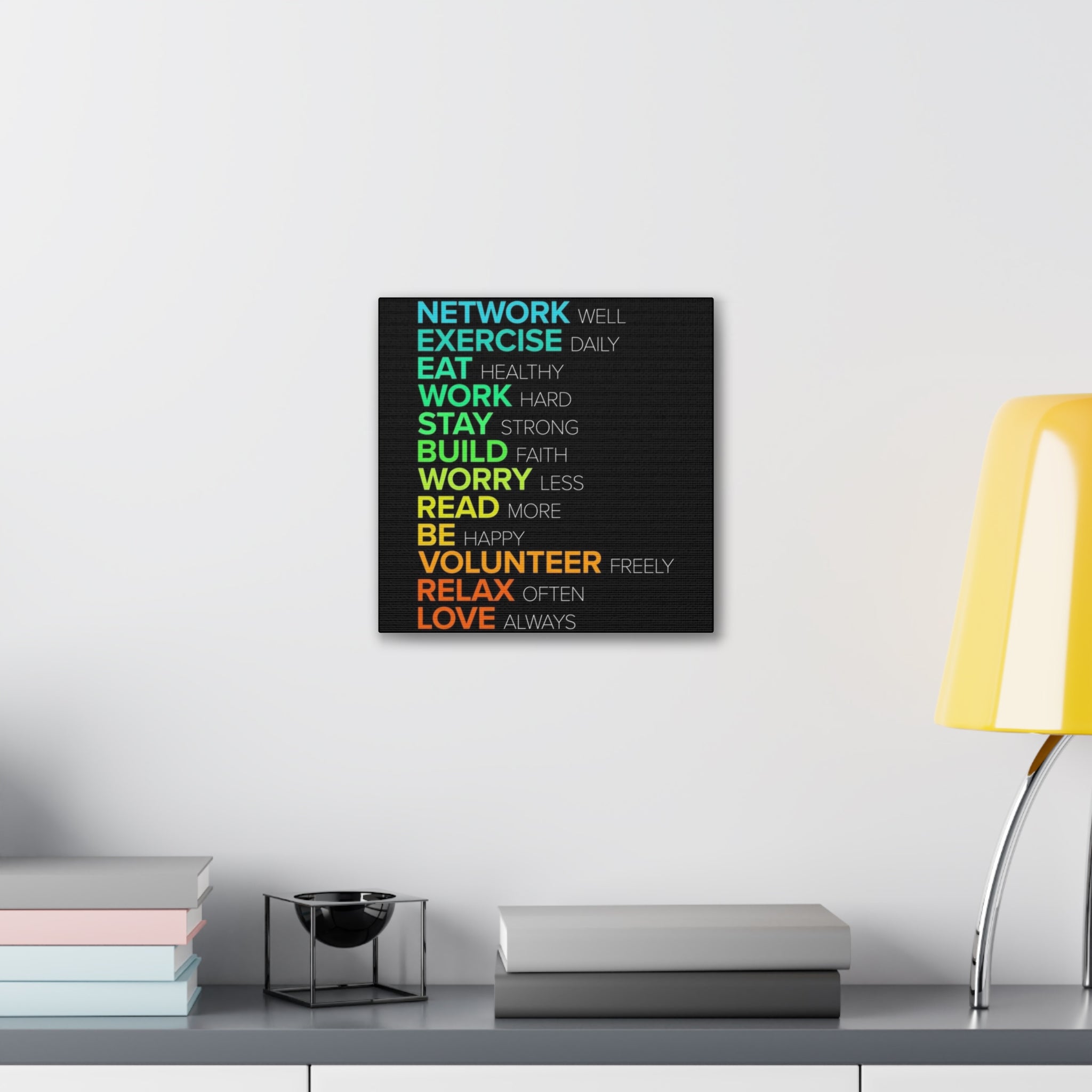 Motivational Daily Habits Canvas Print — Colorful Inspirational Wall Art