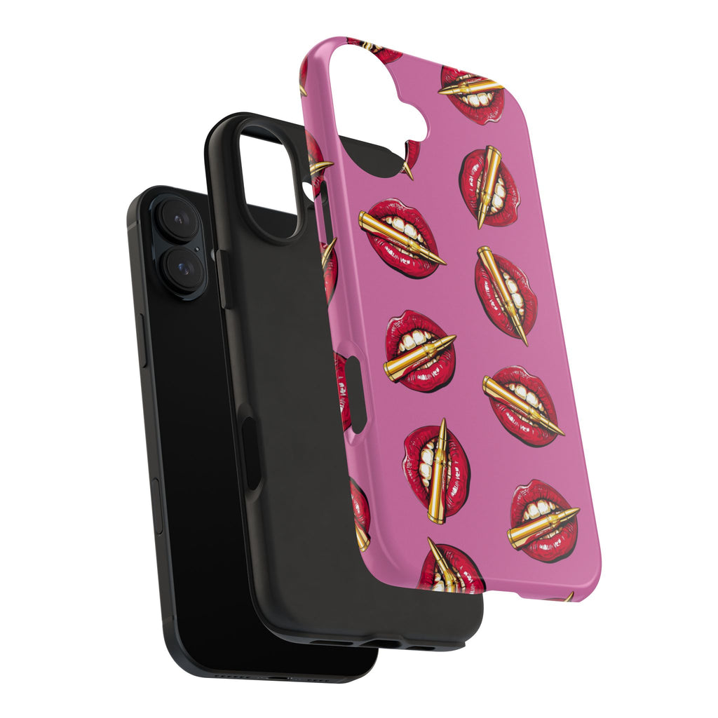 Red Lips with Cigarette Pattern Phone Case | Tough Phone Cases