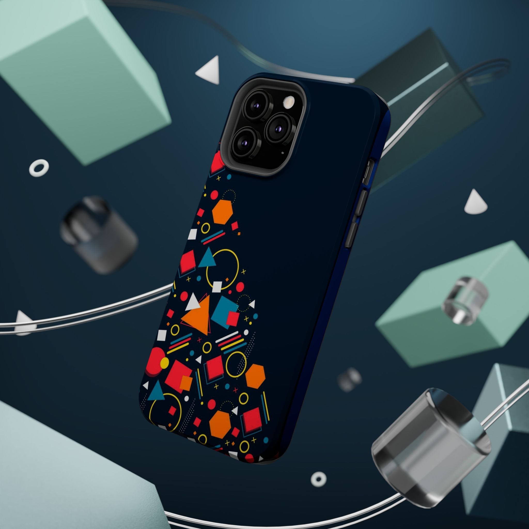 Magnetic Impact-Resistant Phone Case — Geometric Confetti Design