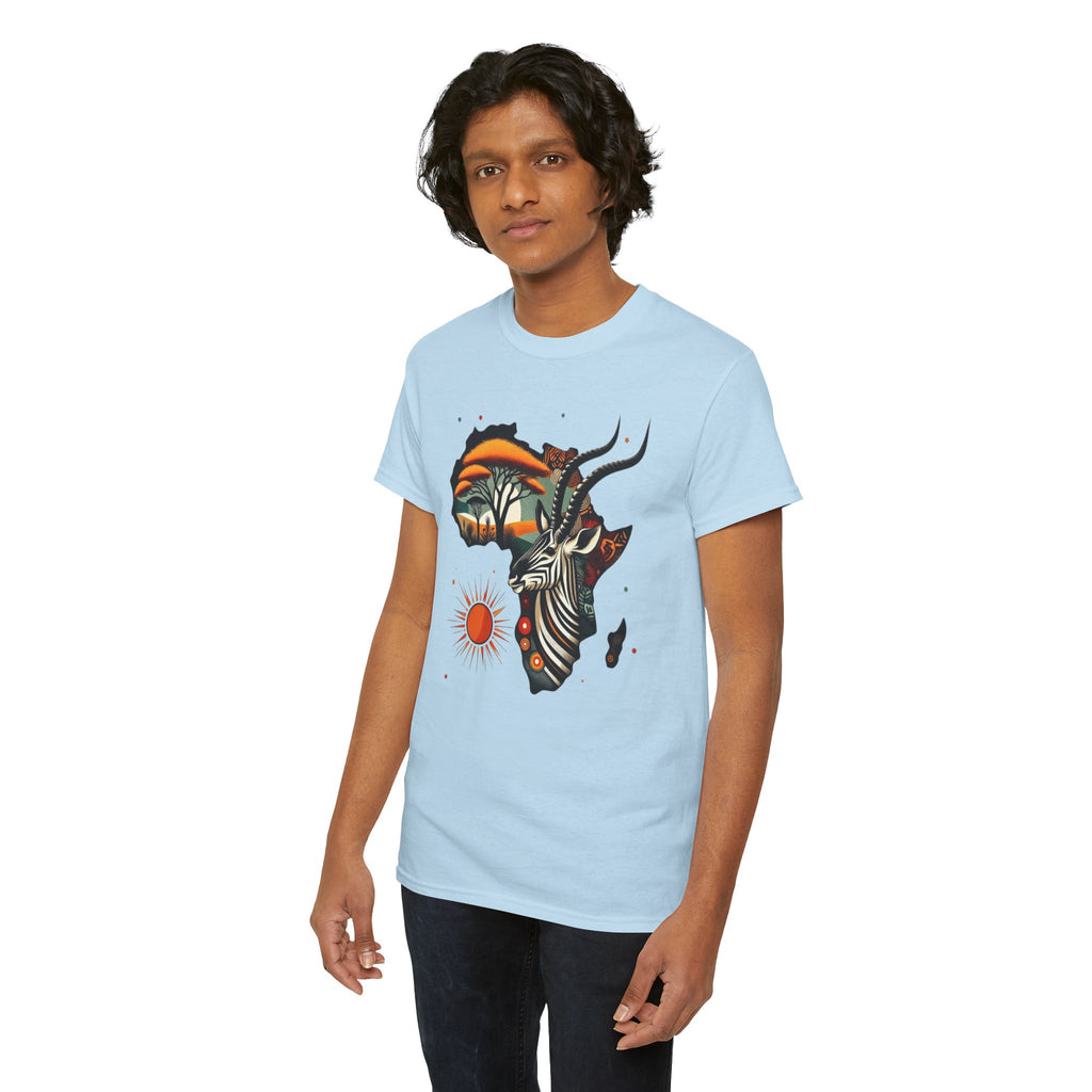 Africa Kudu Silhouette T-Shirt — Tribal Safari Sunrise Graphic Tee