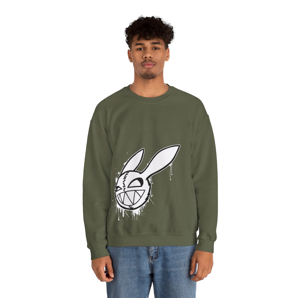 Crewneck Sweatshirt — Grinning Bunny Line Art Crewneck