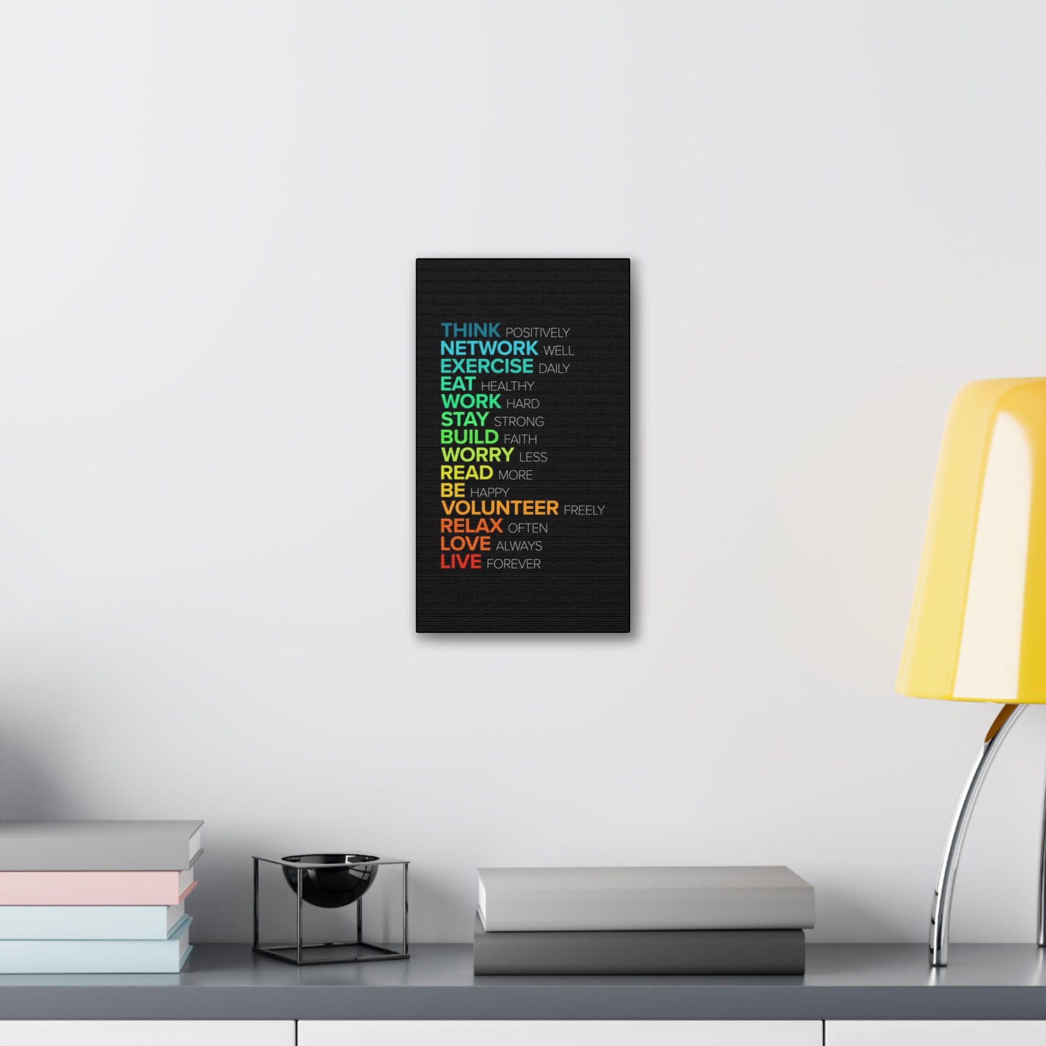 Motivational Daily Habits Canvas Print — Colorful Inspirational Wall Art