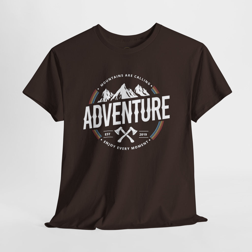 Adventure Mountain Badge Tee | Retro Outdoor Hiking Design