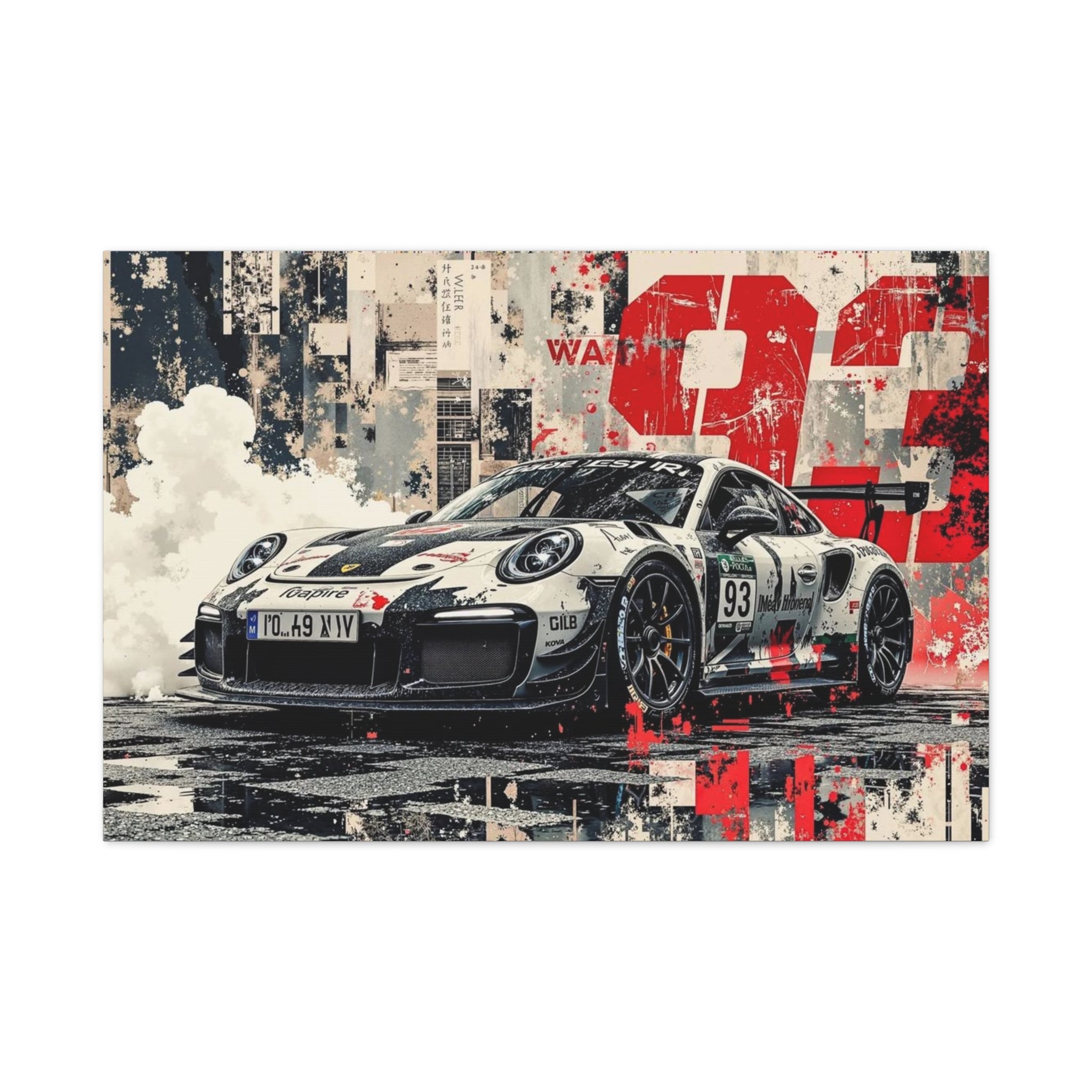 Racing Porsche 93 Canvas Wall Art — Stretched Matte Motorsport Print