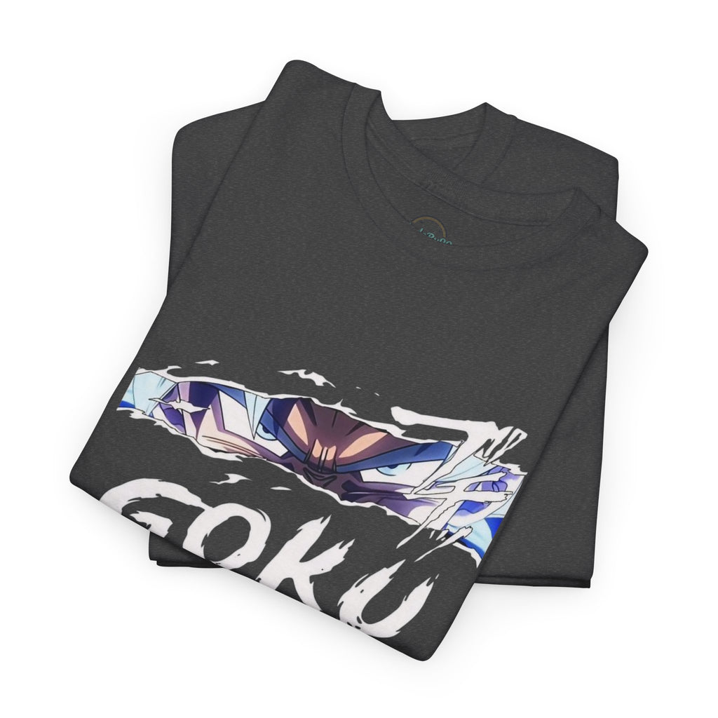 Goku Graphic Tee — Anime Eyes & Name Chest Print