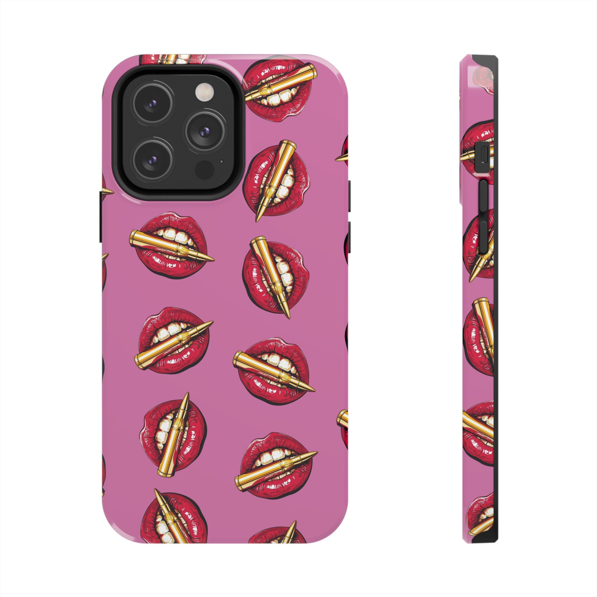 Red Lips with Cigarette Pattern Phone Case | Tough Phone Cases