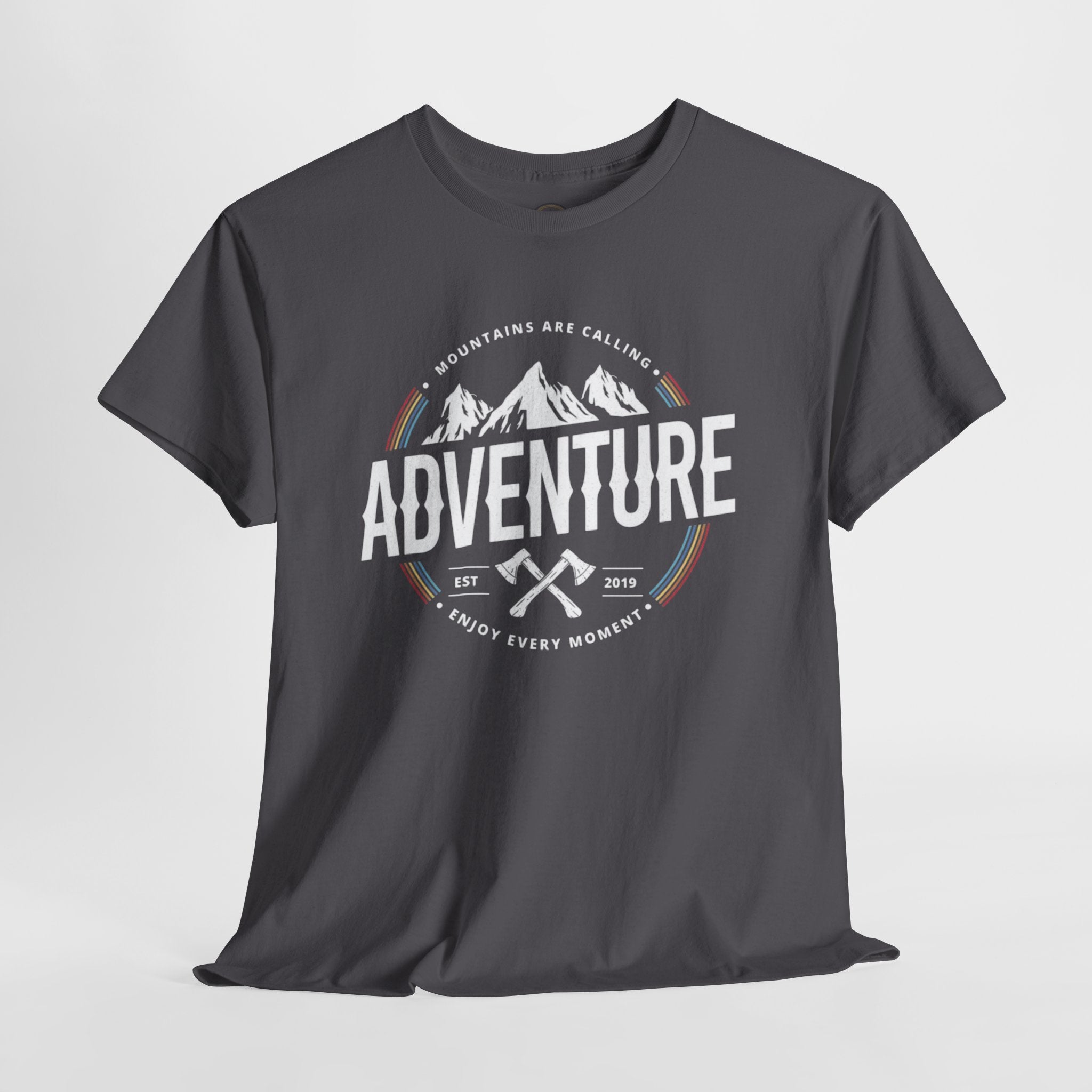 Adventure Mountain Badge Tee | Retro Outdoor Hiking Design