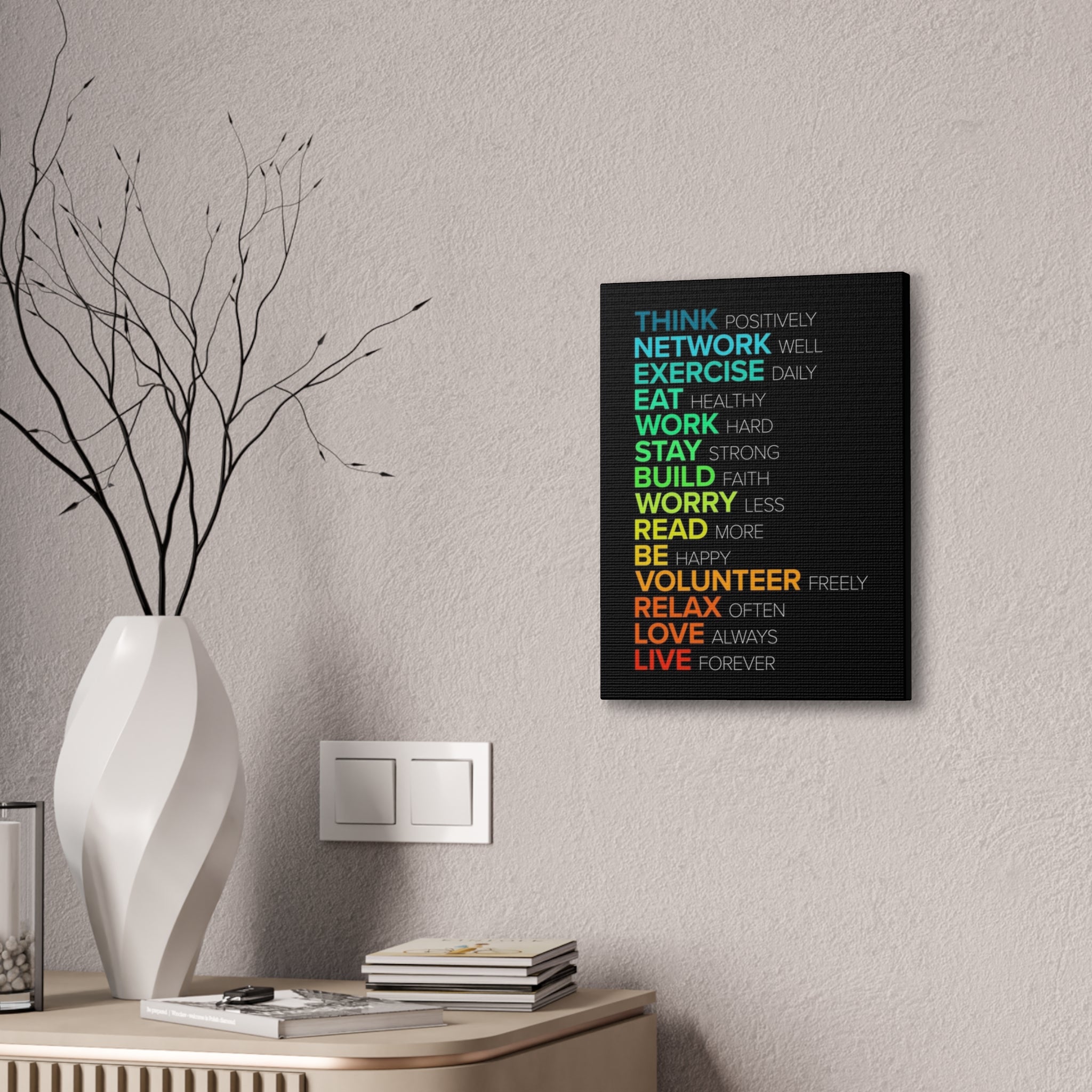 Motivational Daily Habits Canvas Print — Colorful Inspirational Wall Art
