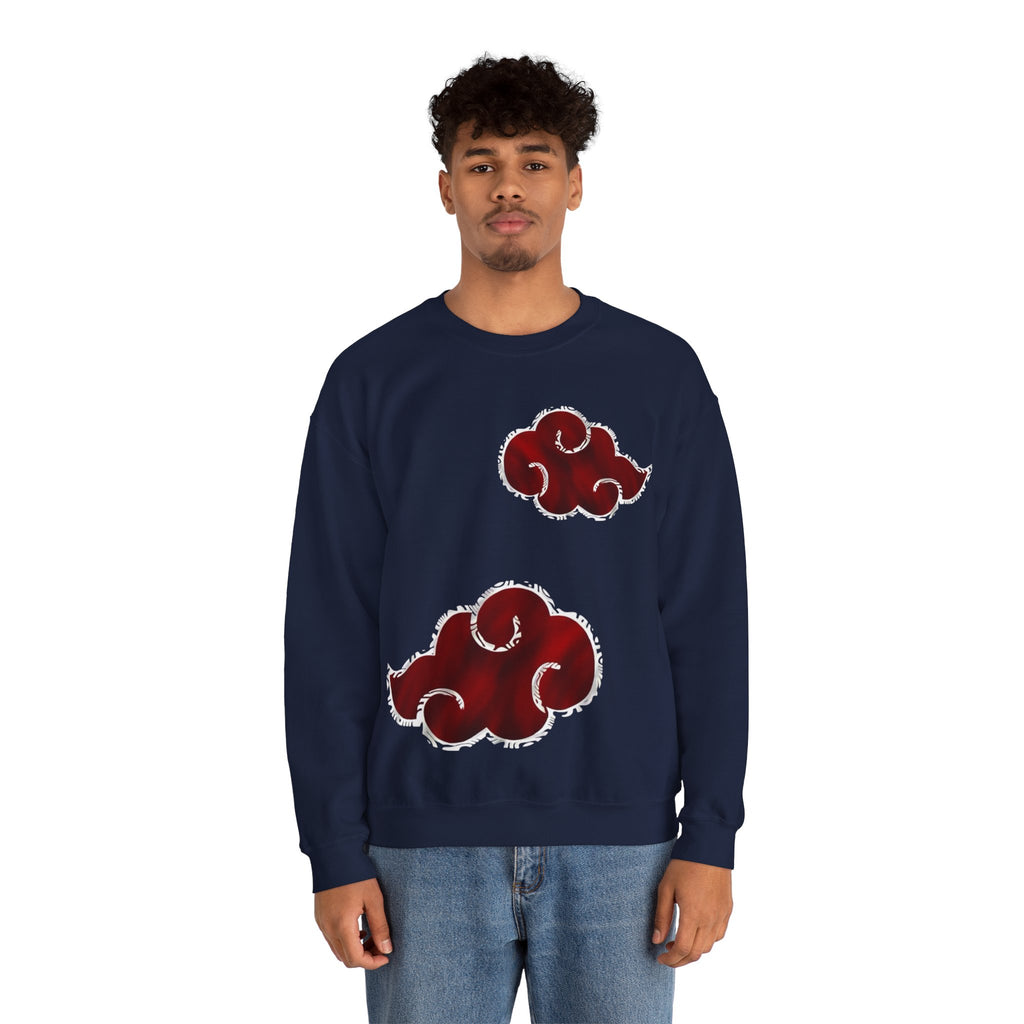 Akatsuki Cloud Crewneck Sweatshirt — Red Ninja Anime Graphic