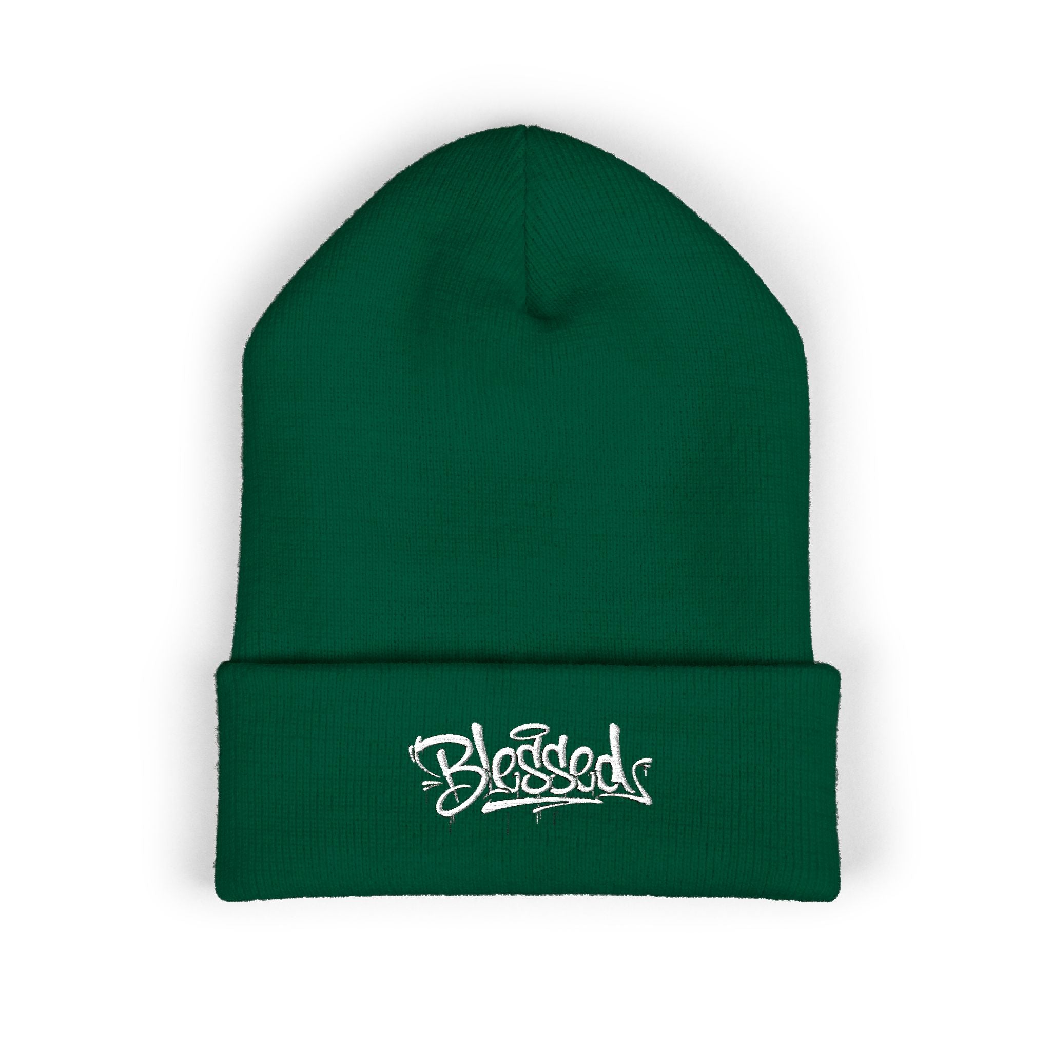 Embroidered "Skateish" Classic Cuffed Beanie — Yellow Knit Hat