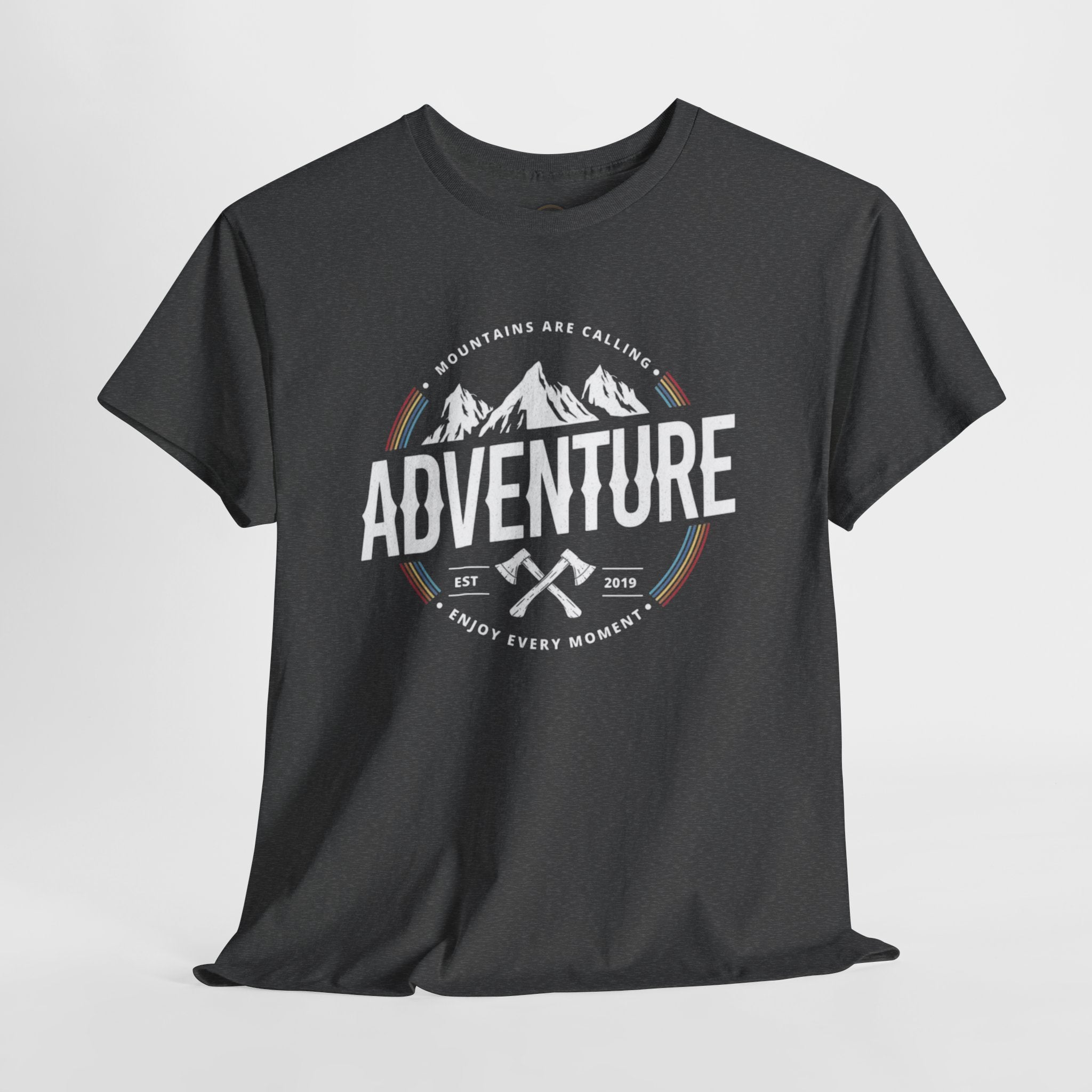 Adventure Mountain Badge Tee | Retro Outdoor Hiking Design