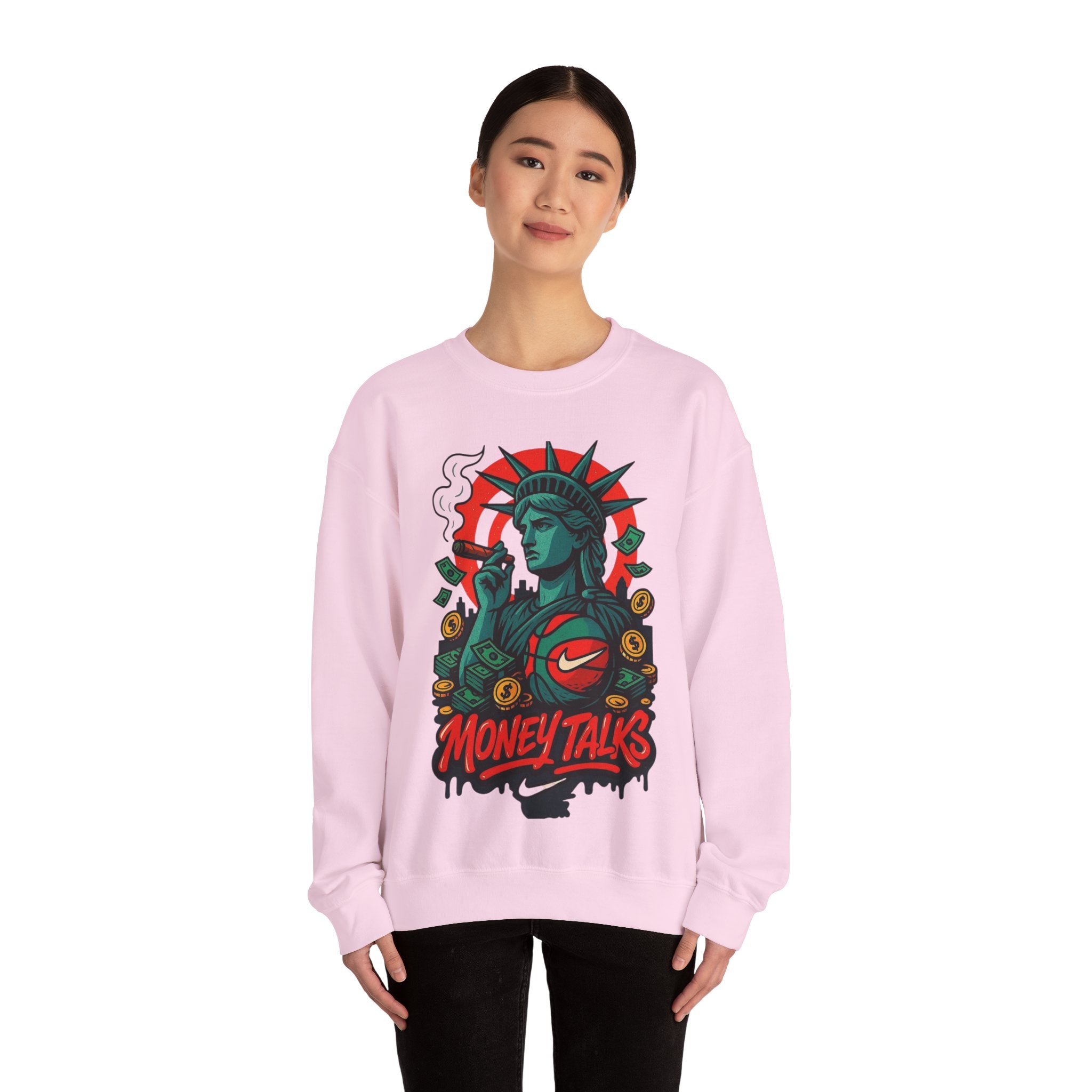 Money Talks Statue of Liberty Sweatshirt | Urban Streetwear