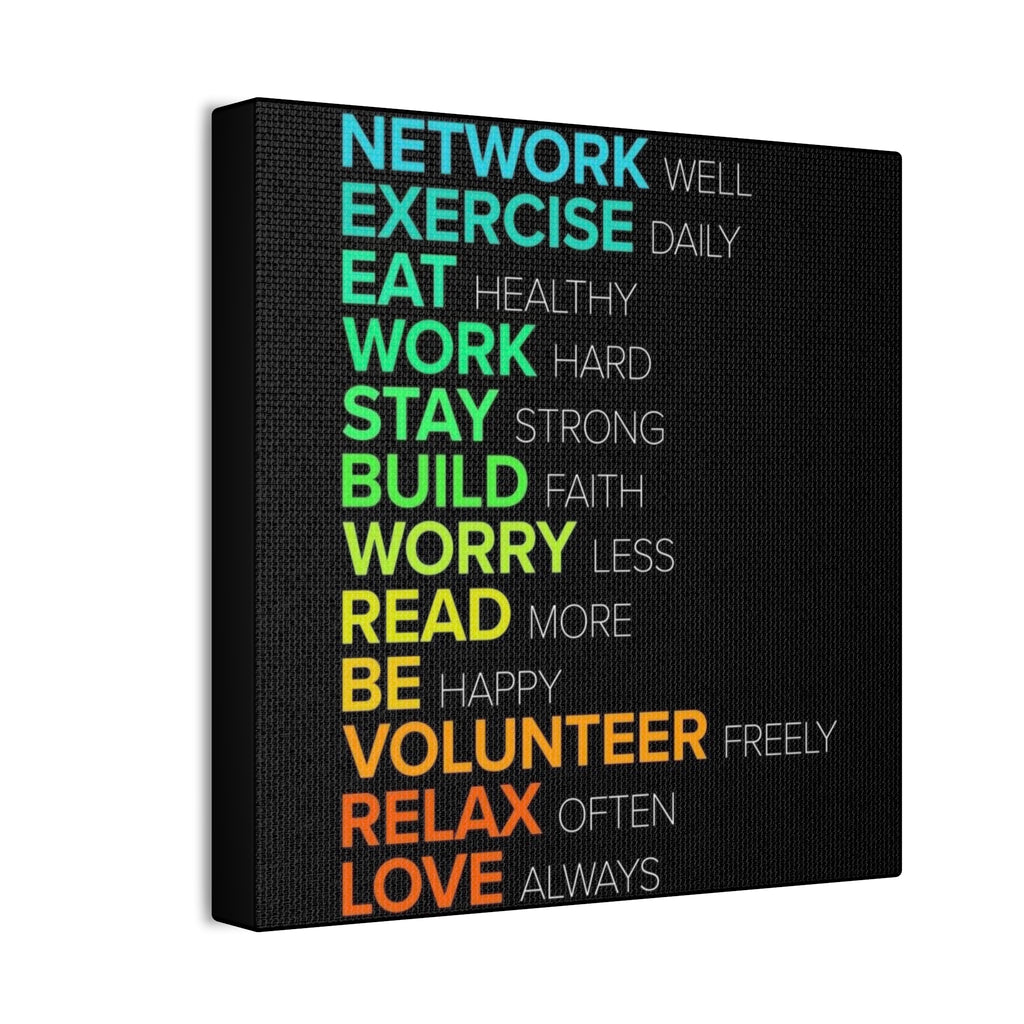 Motivational Daily Habits Canvas Print — Colorful Inspirational Wall Art