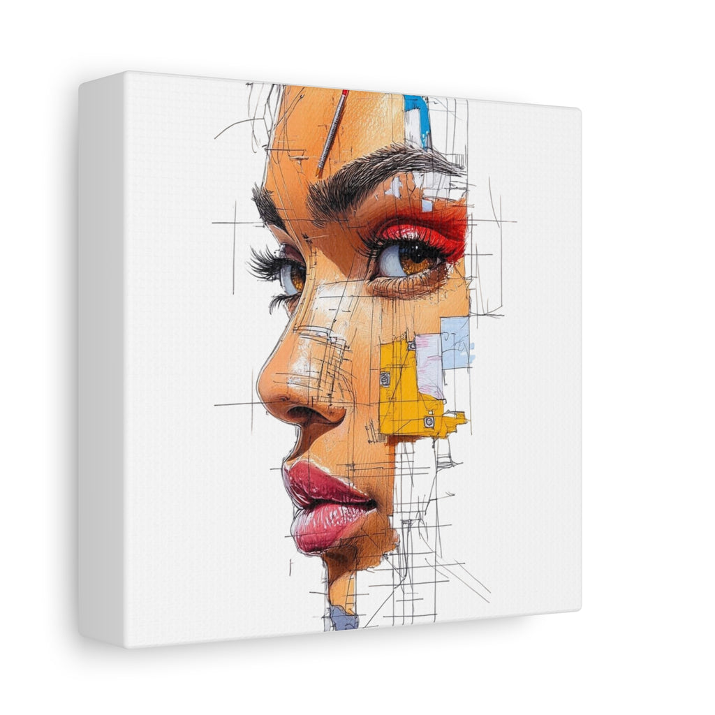 Abstract Portrait Canvas Print — Modern Female Profile Art on Stretched Matte Canvas