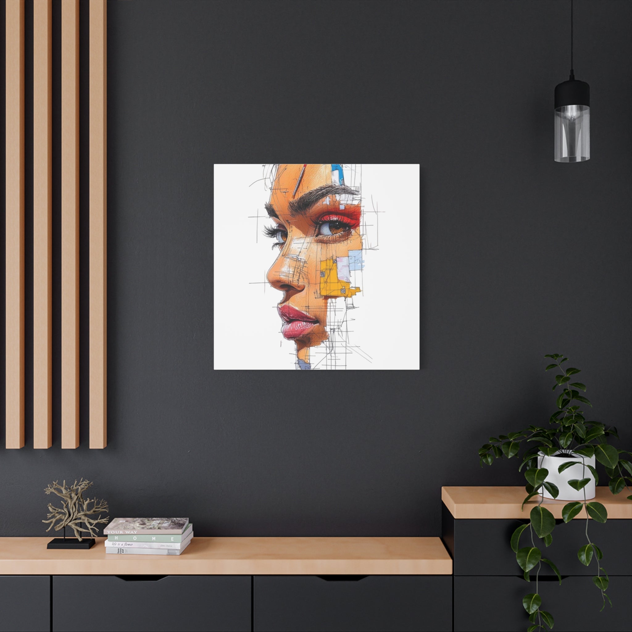 Abstract Portrait Canvas Print — Modern Female Profile Art on Stretched Matte Canvas