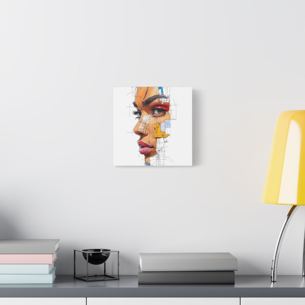 Abstract Portrait Canvas Print — Modern Female Profile Art on Stretched Matte Canvas