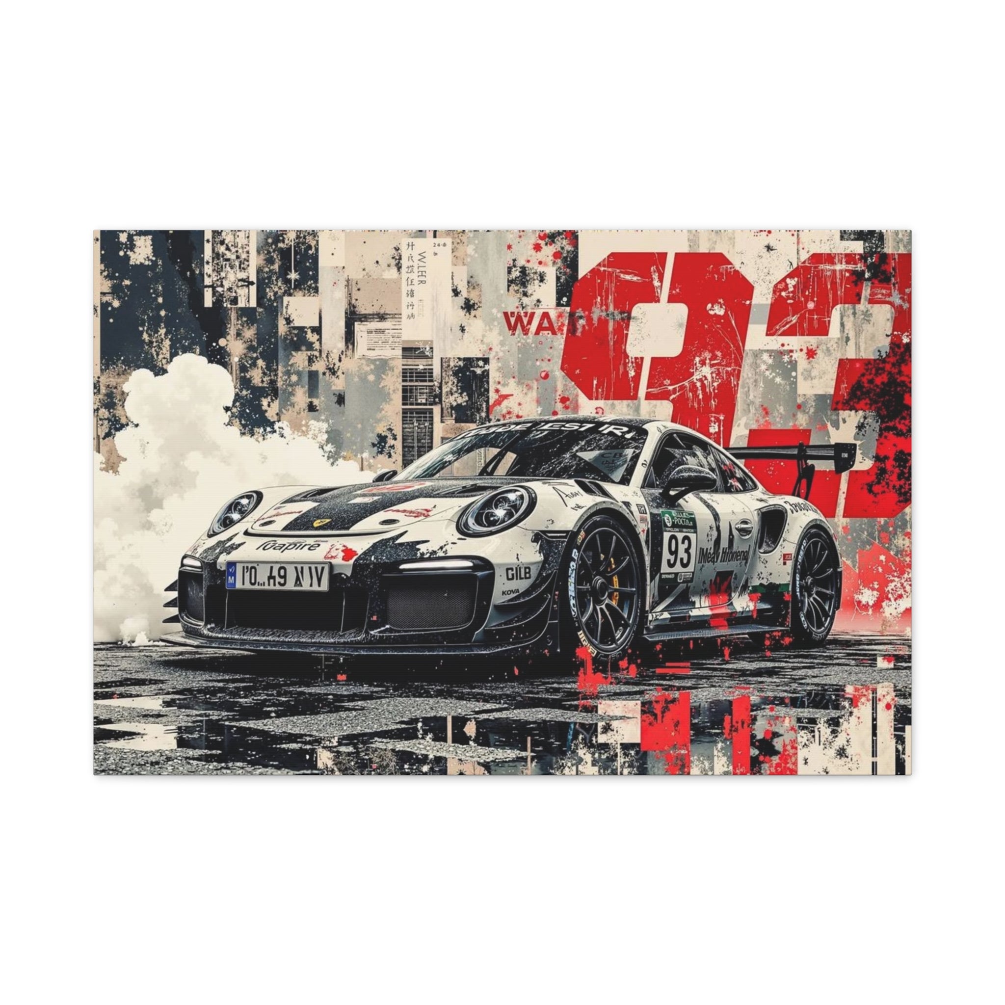 Racing Porsche 93 Canvas Wall Art — Stretched Matte Motorsport Print