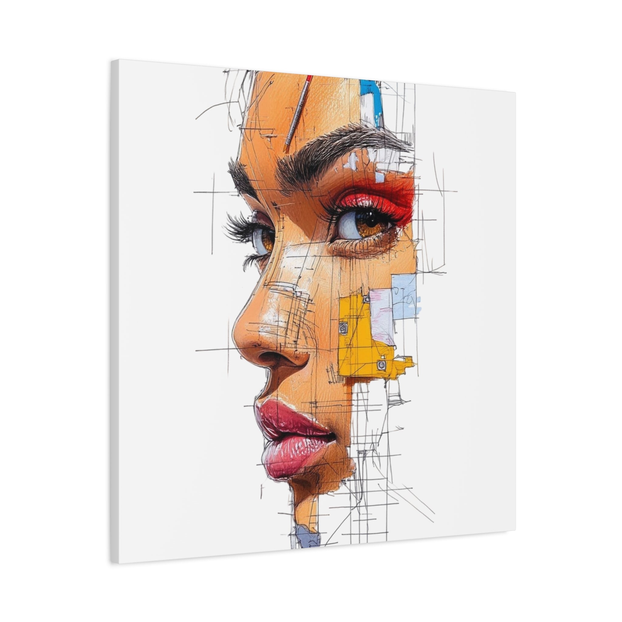 Abstract Portrait Canvas Print — Modern Female Profile Art on Stretched Matte Canvas